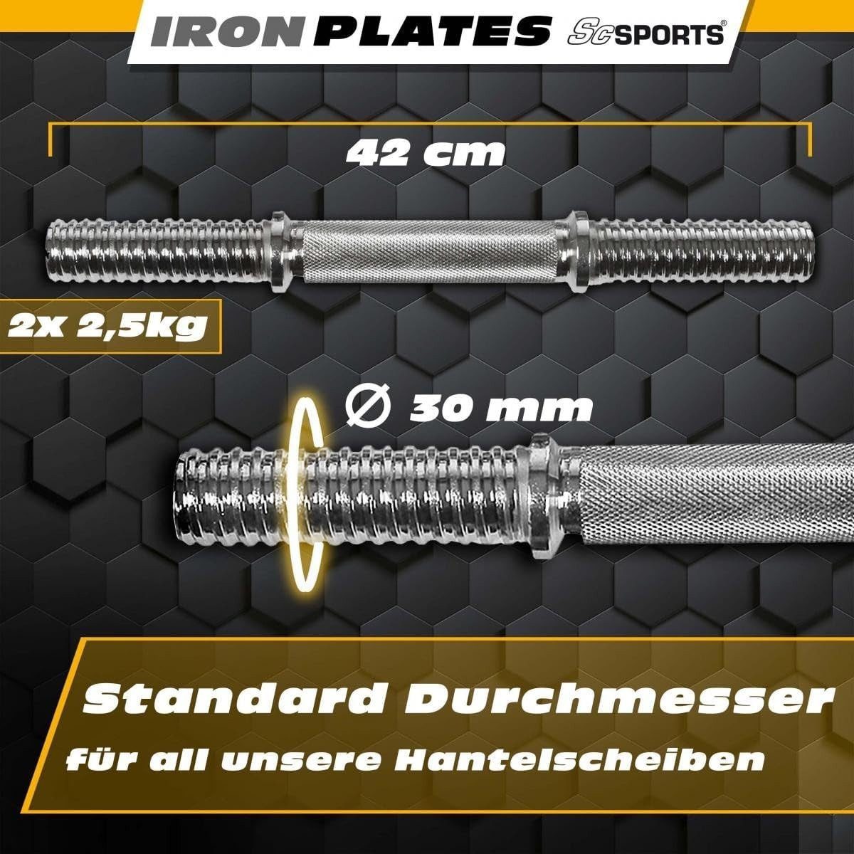 ScSPORTS® Kurzhantel Kurzhanteln 70 kg 30mm Kurzhantel 2er Set Gusseisen Hantelset Gewichte