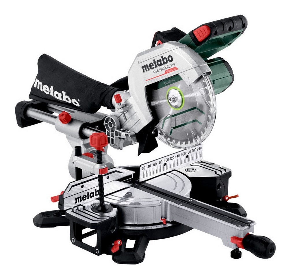 metabo Akku-Kapp-Gehrungssäge KGS 18 LTX BL 216, Kappsäge 1 x 4 Ah Li-Ion im Karton