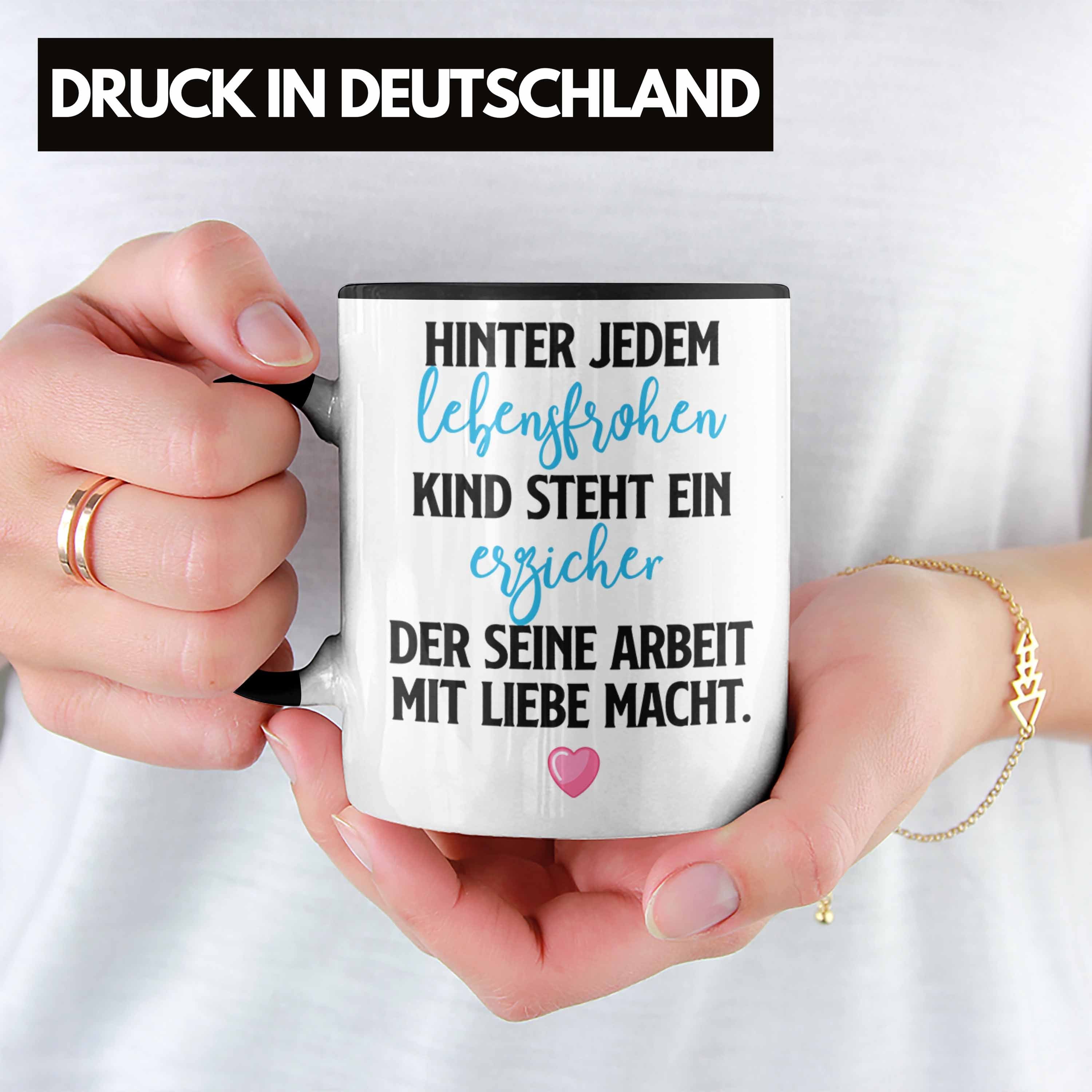 Abschiedsgeschenk Erzieher Lustig Herz Geschenk - Mit Geschenke Erzieher Tasse Kindergarten zum Kaffeetasse Tasse Trendation Trendation Schwarz Abschied