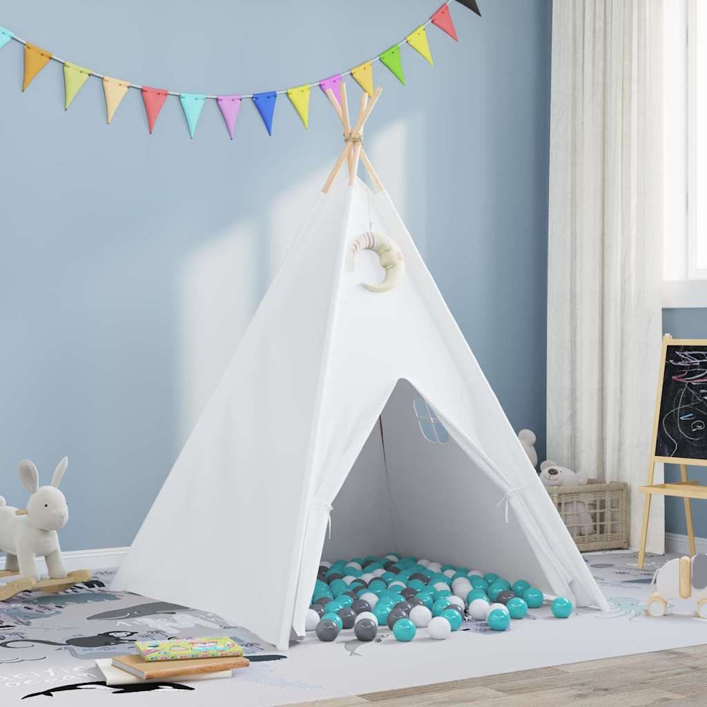 vidaXL Tipi-Zelt, Teepee Zelt Weiß 120 x 120 x 150 cm Stoff und Plastik