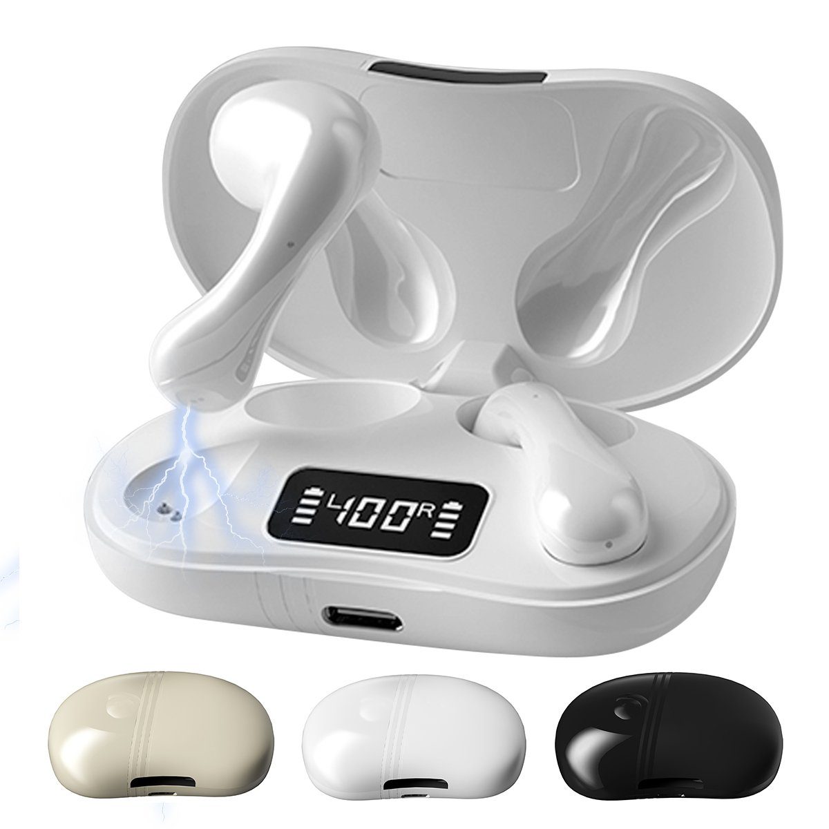VSIUO Kopfhörer Kabellos Bluetooth 5.3 Noise Cancelling Earbuds Ohrhörer In-Ear-Kopfhörer (Touch Control, IPX7 Wasserdicht, Hi-Fi Sound Quality, Voice Assistant, Siri, Wireless, HiFi Stereo Tiefbass,Geräuschunterdrückung, Semi-In-Ear Funkkopfhörer)