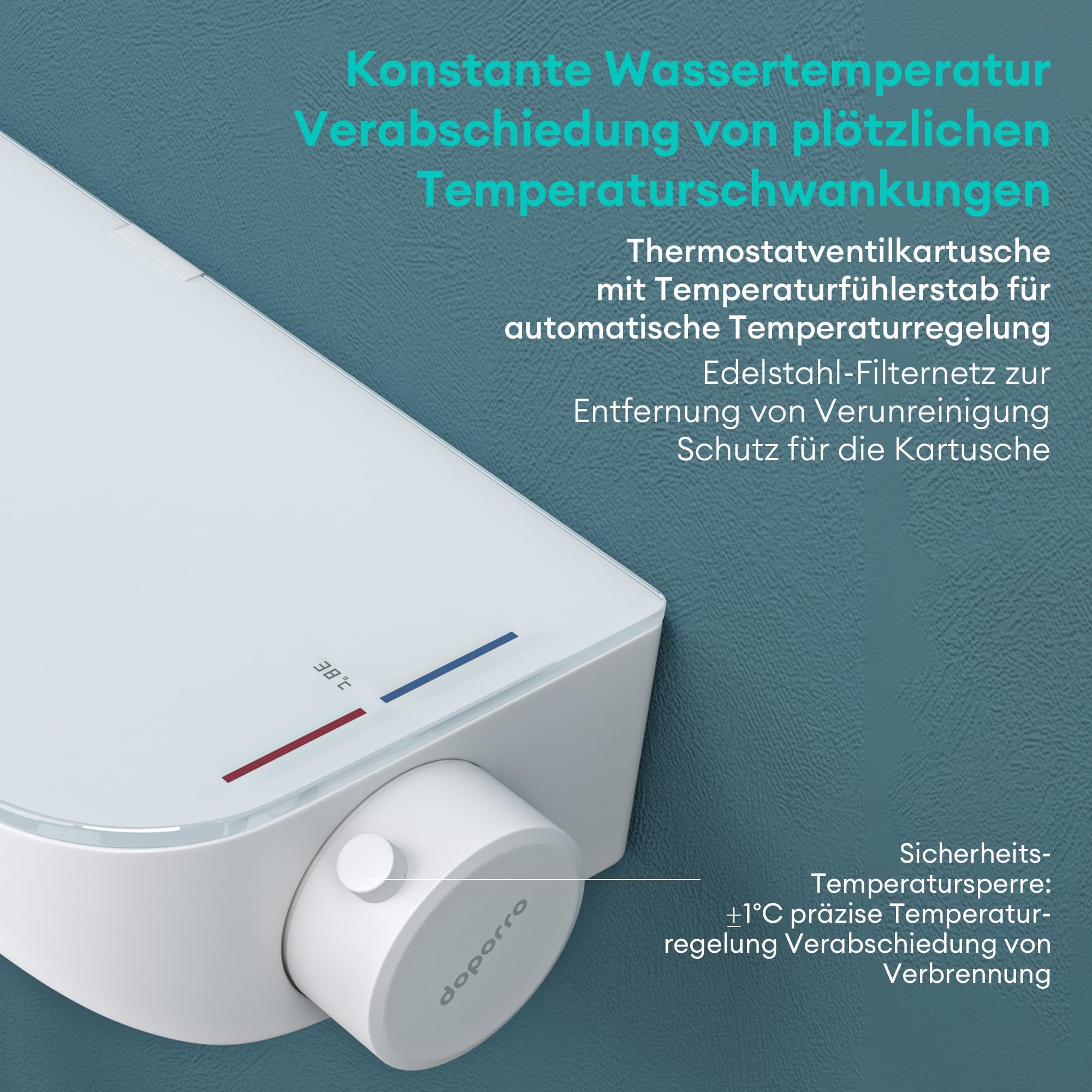 Mai & Mai Duscharmatur Duschsystem mit Thermostat Komplettset 3 Strahlarten Duschsystem9 Badewannen geeignet