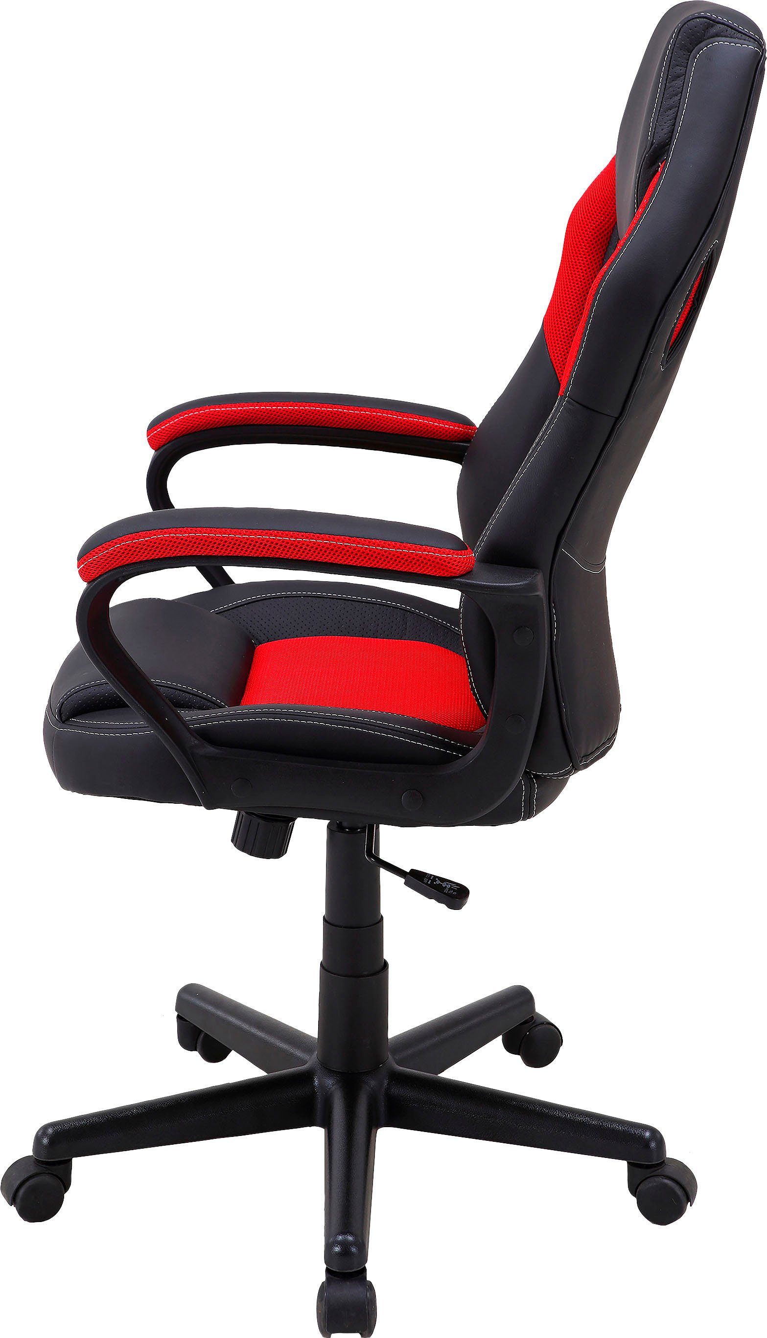 | schwarz verstellbarer rot Matteo, schwarz Schreibtischstuhl byLIVING / Gaming-Stuhl rot / Wippmechanik mit