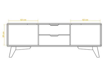 Natur24 Sideboard Kommode Gerg Wildeiche massiv 134x40x48cm mit 2 Türen und 2 Schubladen