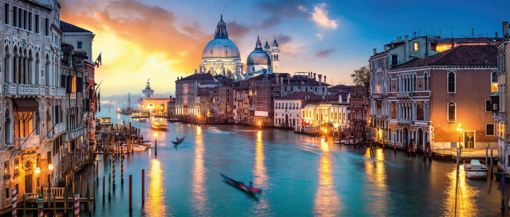 Bönninghoff Leinwandbild Wandbild VENEDIG XXL – Leinwandbild Keilrahmen Deko modern, Boote & Schiffe, Stadt, Venedig (1 St), auf Keilrahmen gespannt