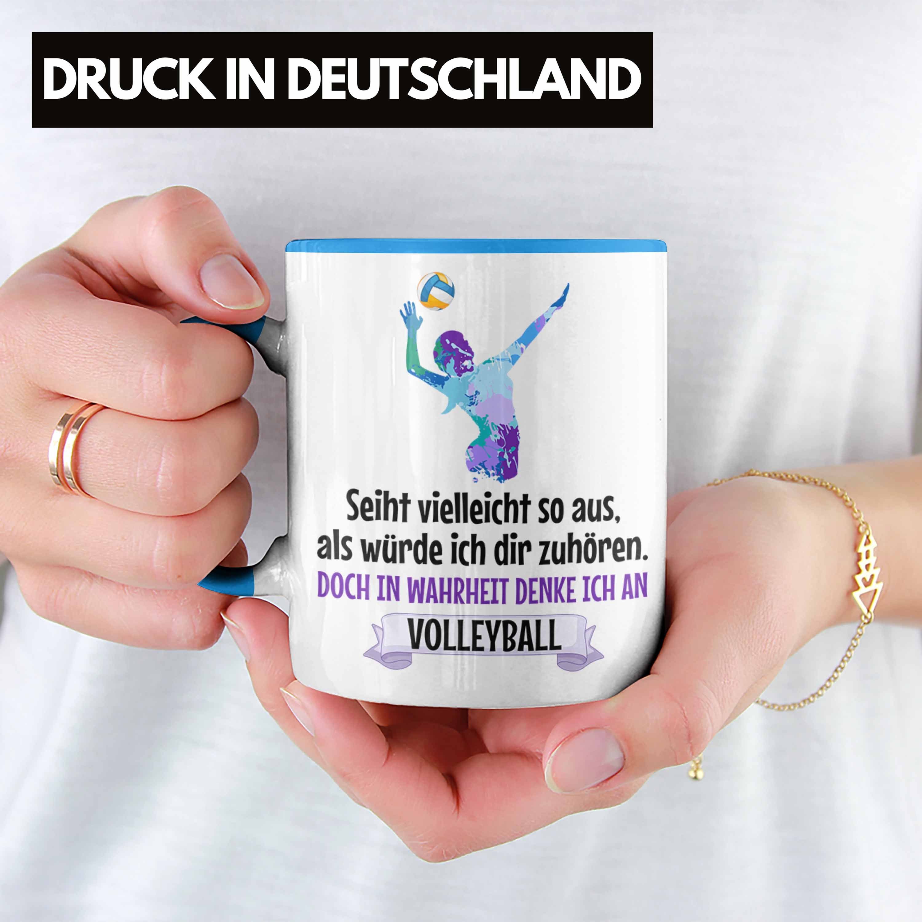 Herren Trendation Spielerin - Geschenk Tasse Tasse Zubehör Trendation Coach Kaffee Volleyball-Spieler Volleyball Mädchen Blau