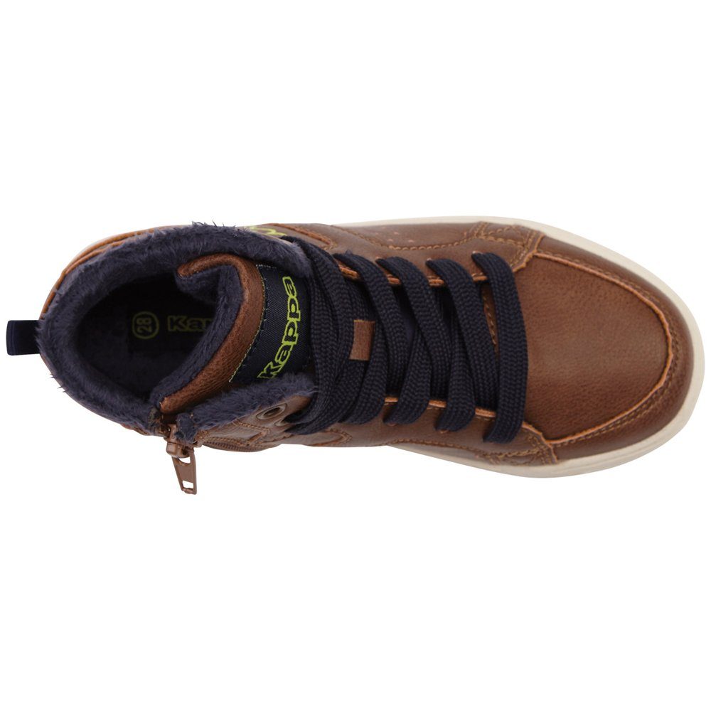 brown-navy an praktischem Reißverschluss Kappa der mit Innenseite Sneaker