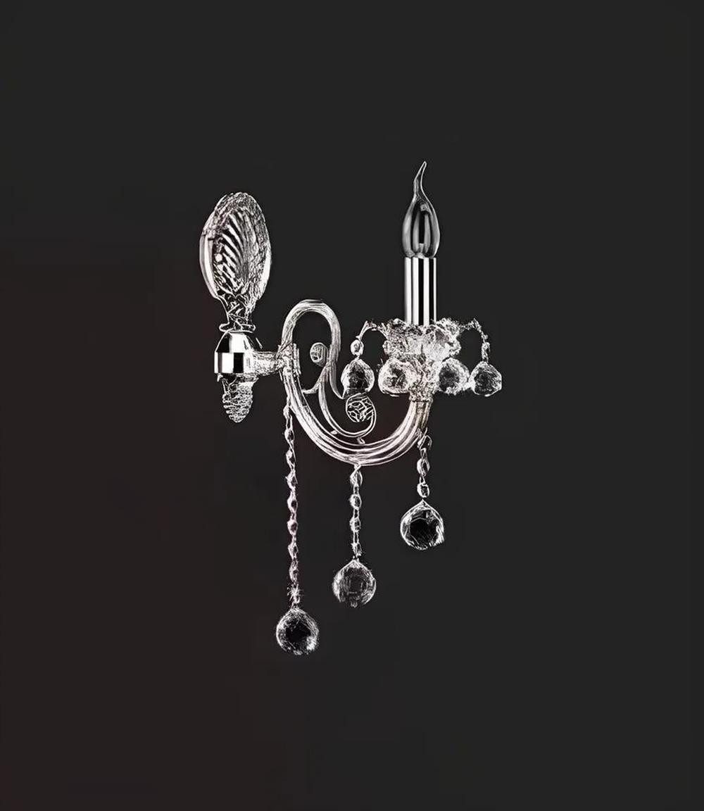 Xlmoebel Wandleuchte Kristall Wandleuchte in Silber mit eleganten Designelementen, Keine Funktionen, Hergestellt in Europa