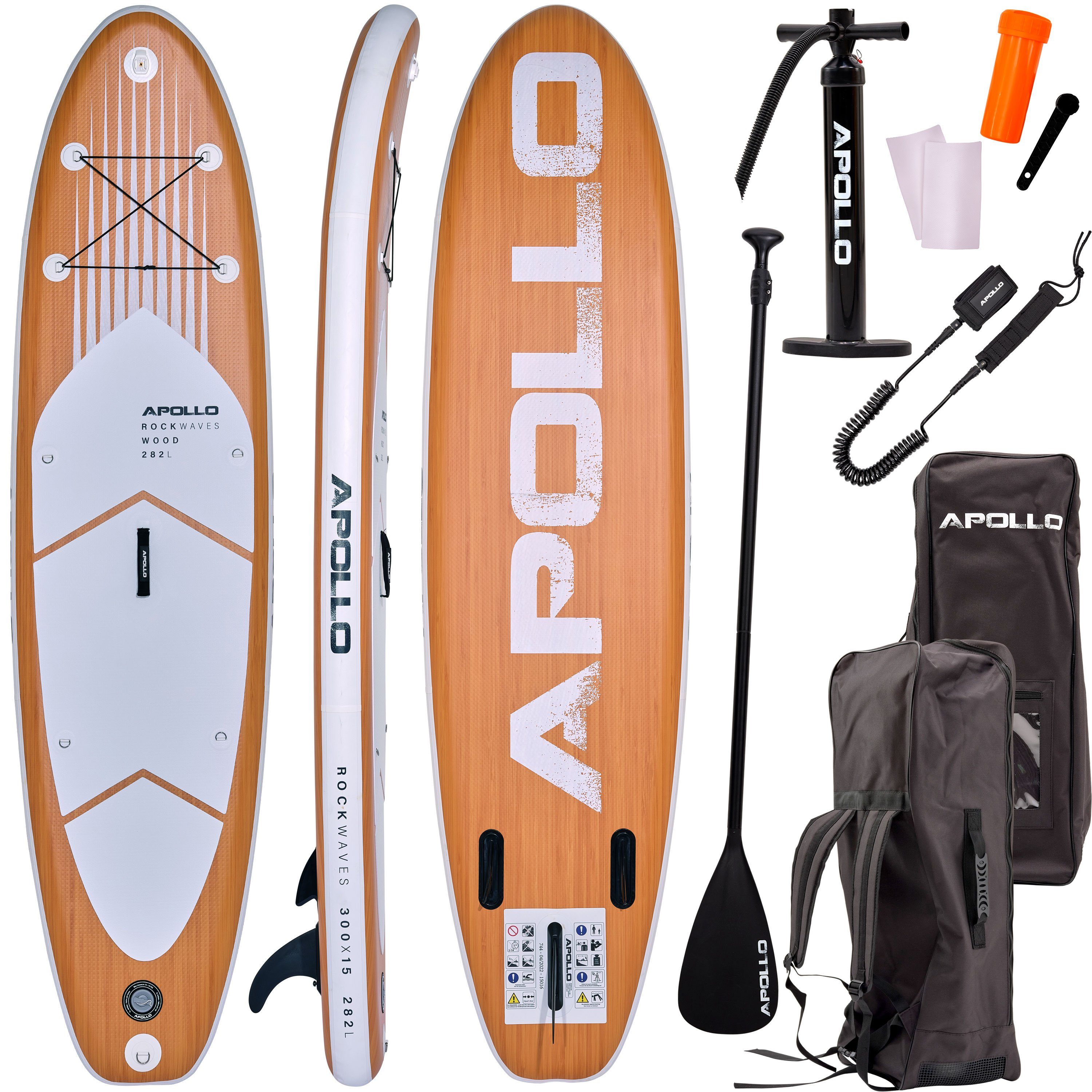 Apollo Inflatable SUP-Board Aufblasbares Stand Up Paddle Board SUP - Wood, aufblasbar