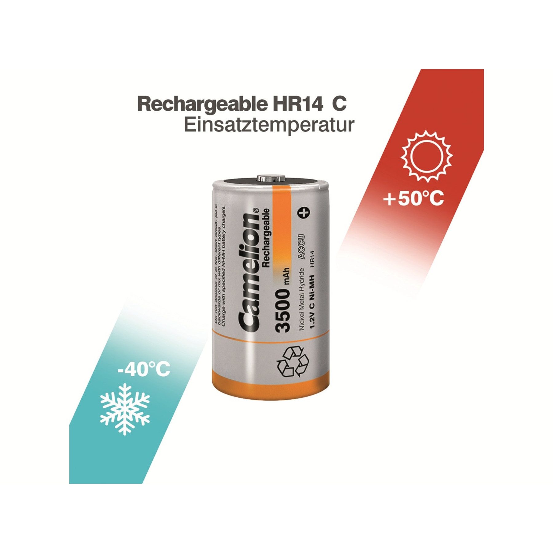 Camelion CAMELION NiMH-Baby-Akku 3500 mAh, 2 Stück Akku-Set