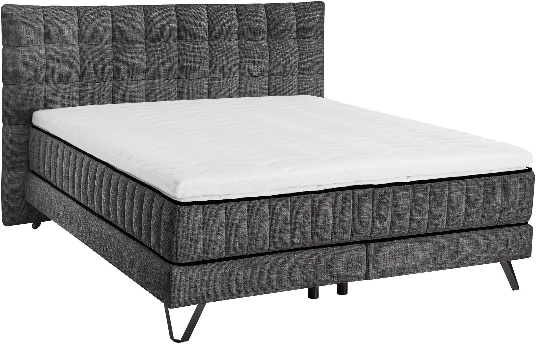 set one by Musterring Boxspringbett Baldwin, mit Duo-Matratze, Kopfteil mit quadratischer Steppung, 180 x 200 cm