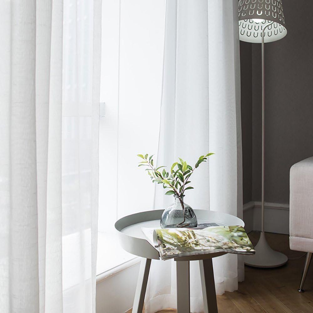 Gardine Gardinen Vorhang transparent Fensterschal weiß Jormftte für Wohnzimmer Schlafzimmer