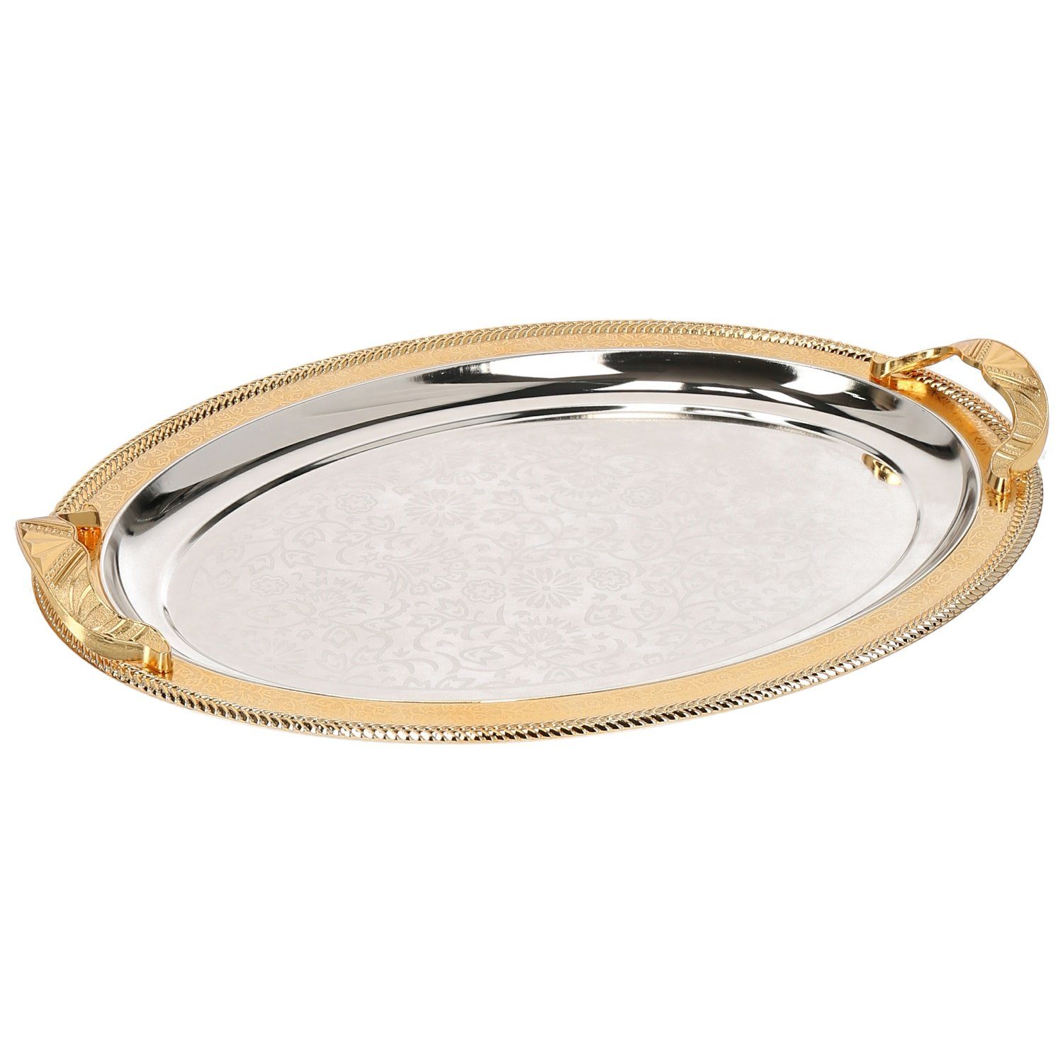 Almina Tablett 2-Teilig Gold/Silber Metallbrett Servierttablett aus Edelstahl 18/10, (2-tlg)