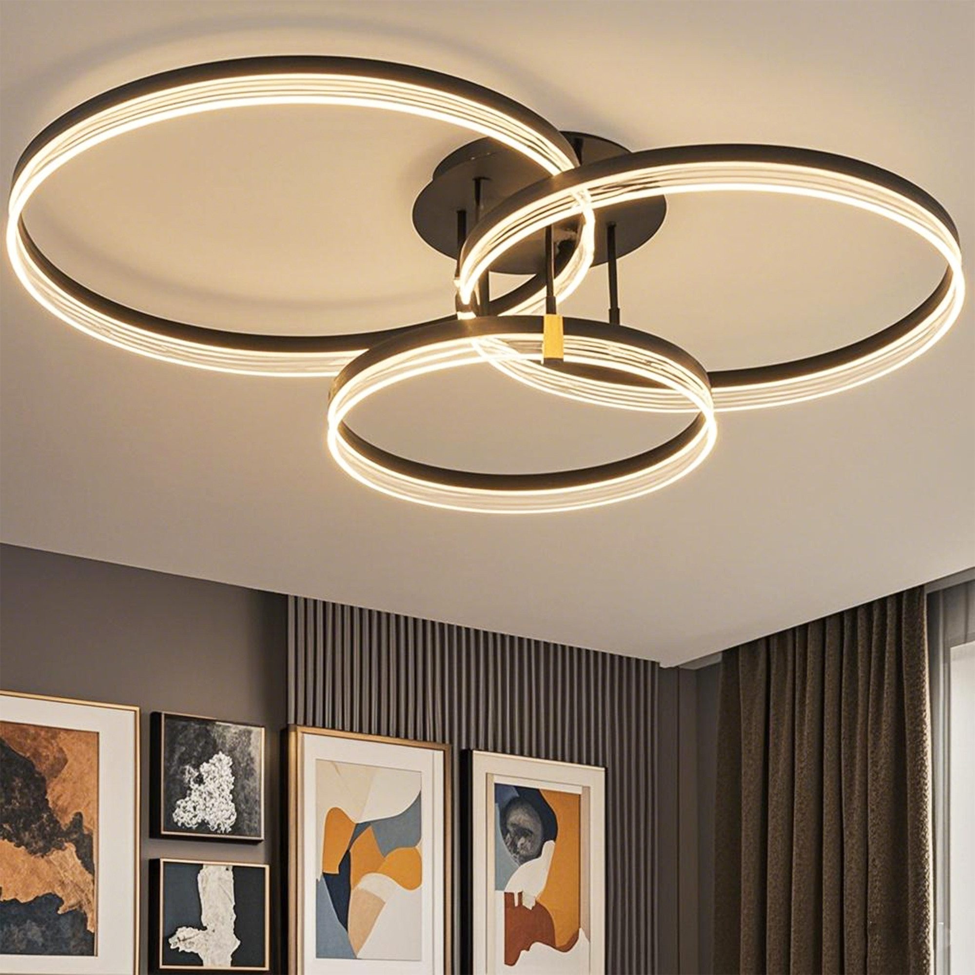 YINDN Deckenleuchte, 3 Ringe LED Deckenleuchten, günstig online kaufen