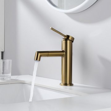 Lonheo Waschtischarmatur Bad WC Waschbecken 360° Drehbar Hochdruck Badarmatur Golden