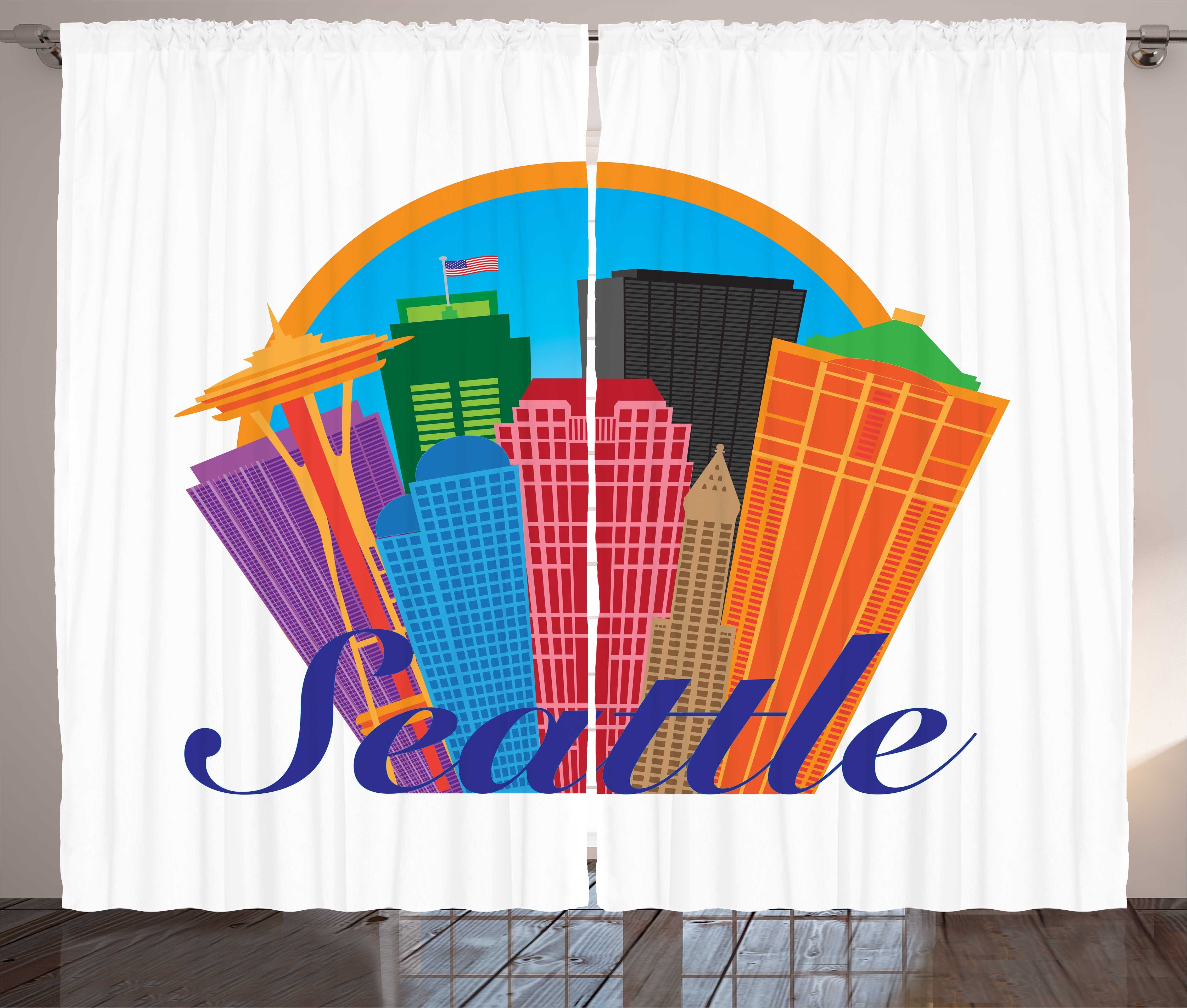 Schlafzimmer Schlaufen Skyline Flagge Haken, und mit Abakuhaus, Vorhang Gardine in Kräuselband Gebäude der Stadt Seattle