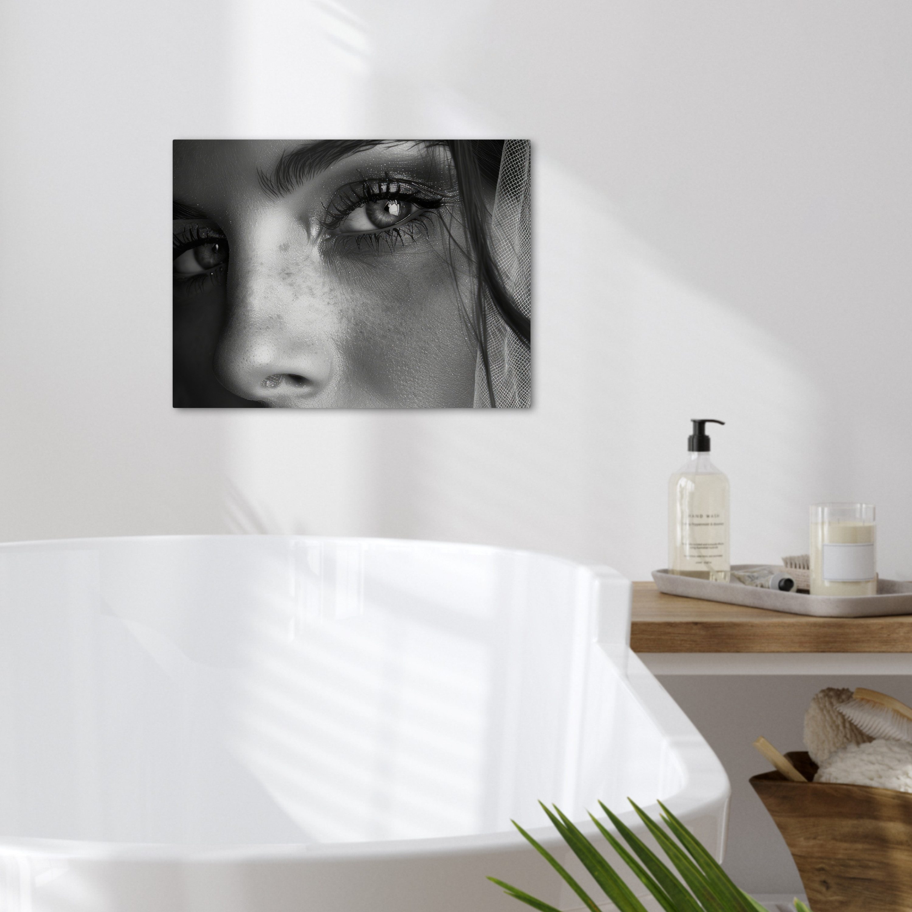 OneMillionCanvasses® Leinwandbild Frau - Porträt - Schwarz und weiß - Vintage, Fotodruck (1 St), Badezimmer Deko, Klo Bilder, WC und Badezimmerdeko 40x30 cm