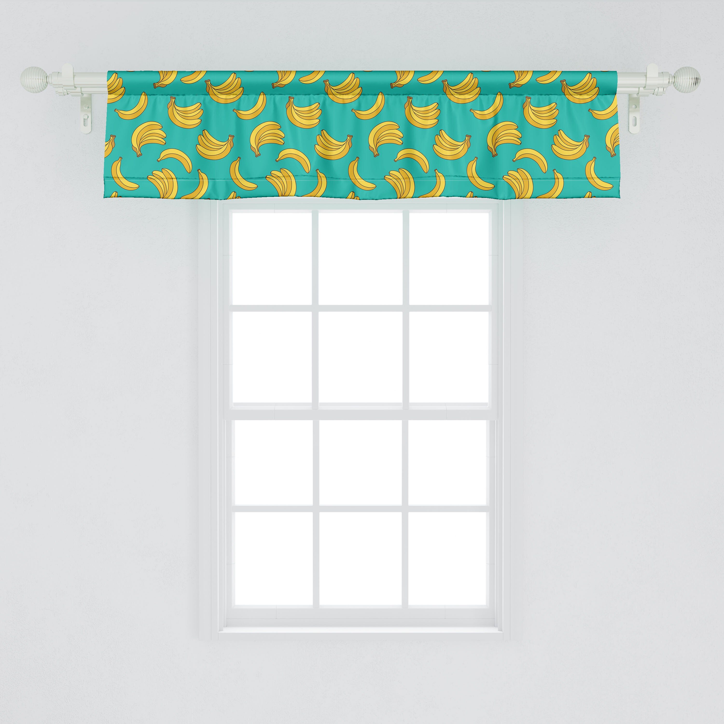 Scheibengardine Vorhang Volant für Fruit Stangentasche, Küche Abakuhaus, Schlafzimmer Vivid Dekor Microfaser, Banane mit Tropic