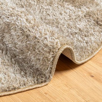 Teppich Teppich Hochflor Glänzend Beige Ø 80 cm, vidaXL, Höhe: 0 mm