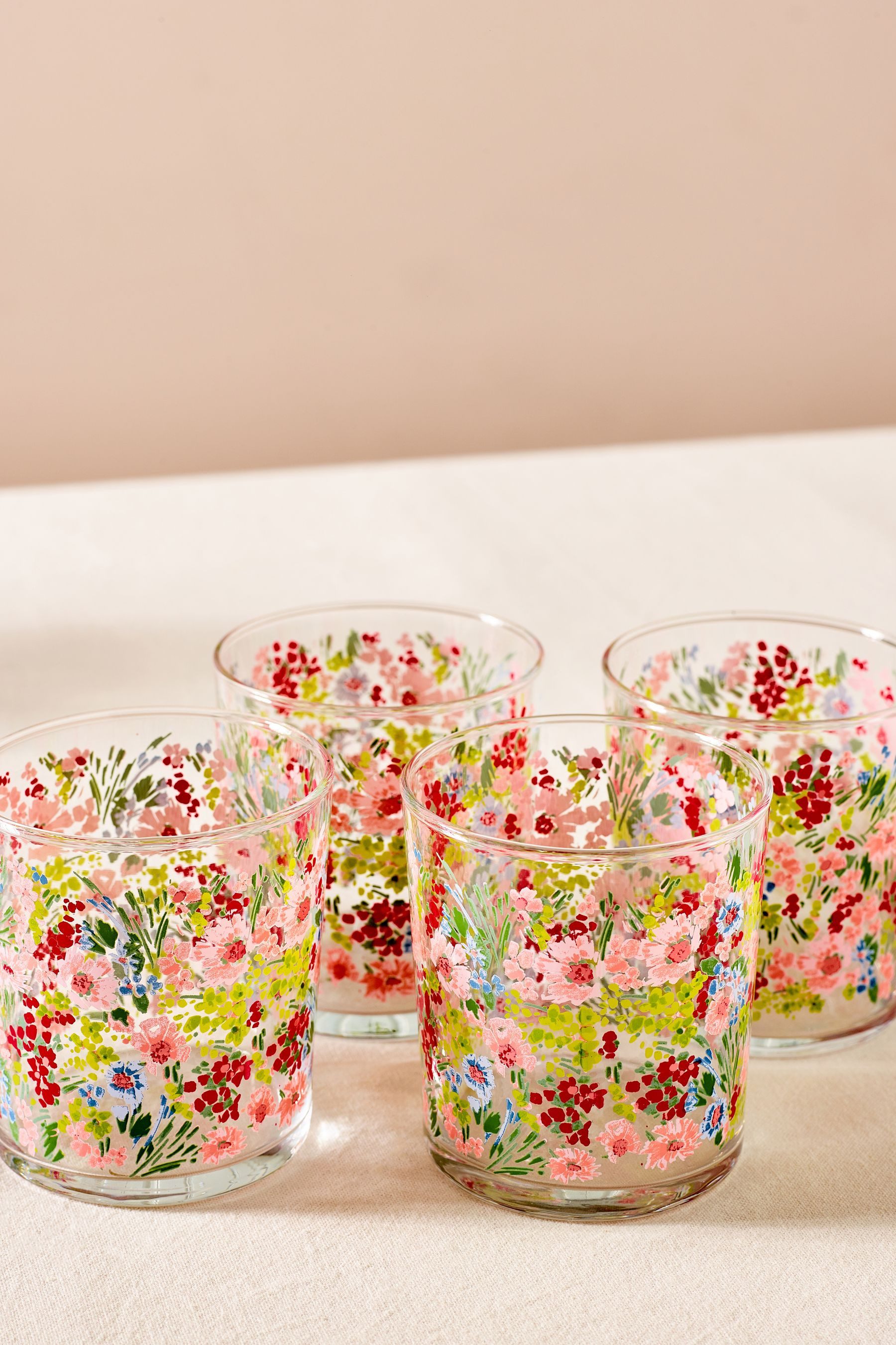 Tumbler-Glas 4er-Set Florale Trinkgläser Lisse