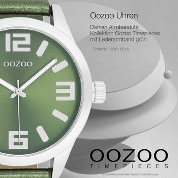 OOZOO Quarzuhr Oozoo Damen Armbanduhr Timepieces Analog, (Analoguhr), Damenuhr rund, extra groß (ca. 46mm) Lederarmband, Fashion-Style
