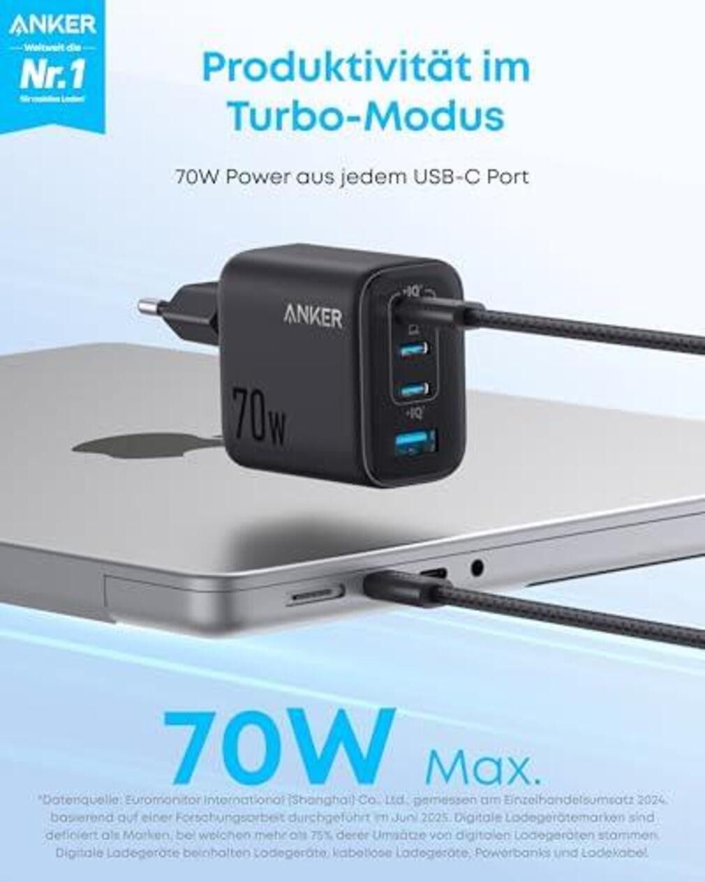 Anker Anker Zolo Ladegerät (70W, 4 Ports) Smartphone-Adapter