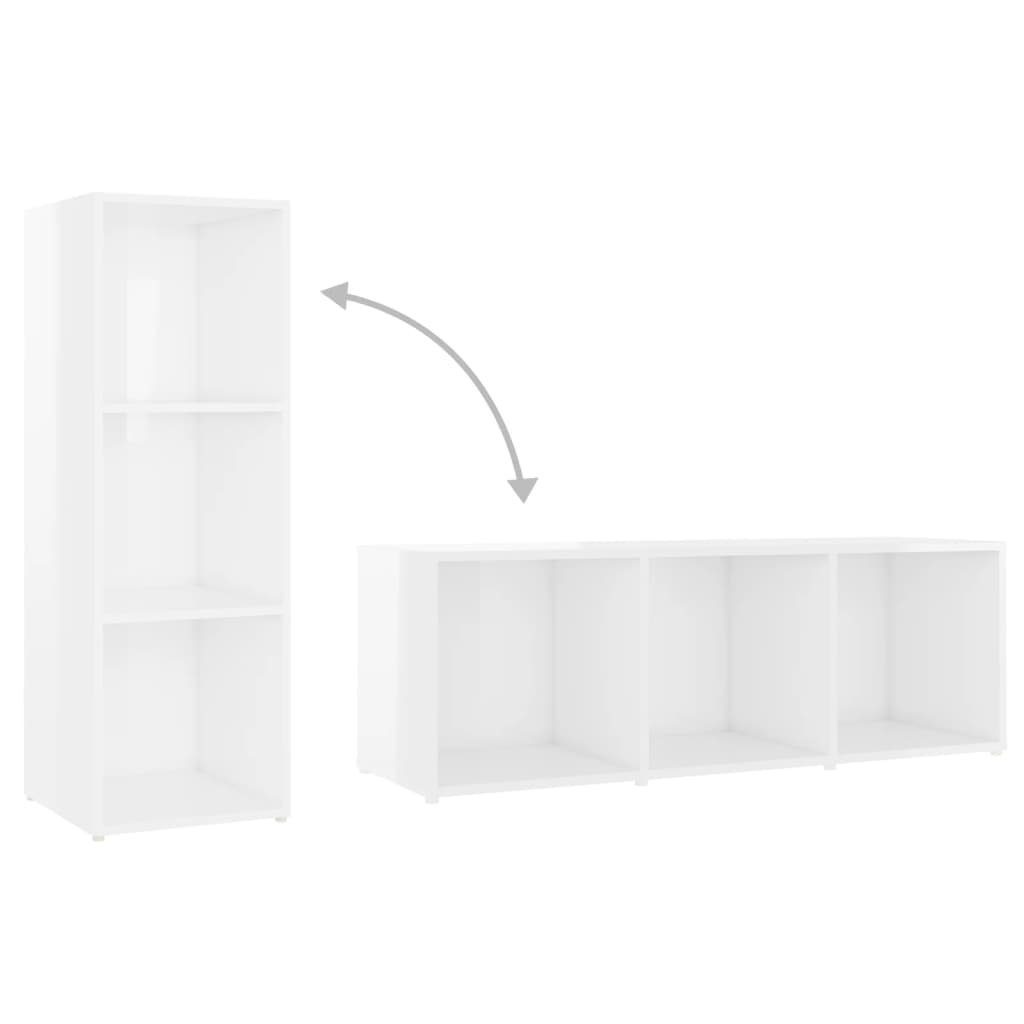 Hochglanz-Weiß 2 Stk. cm TV-Schrank 107x35x37 furnicato TV-Schränke Holzwerkstoff