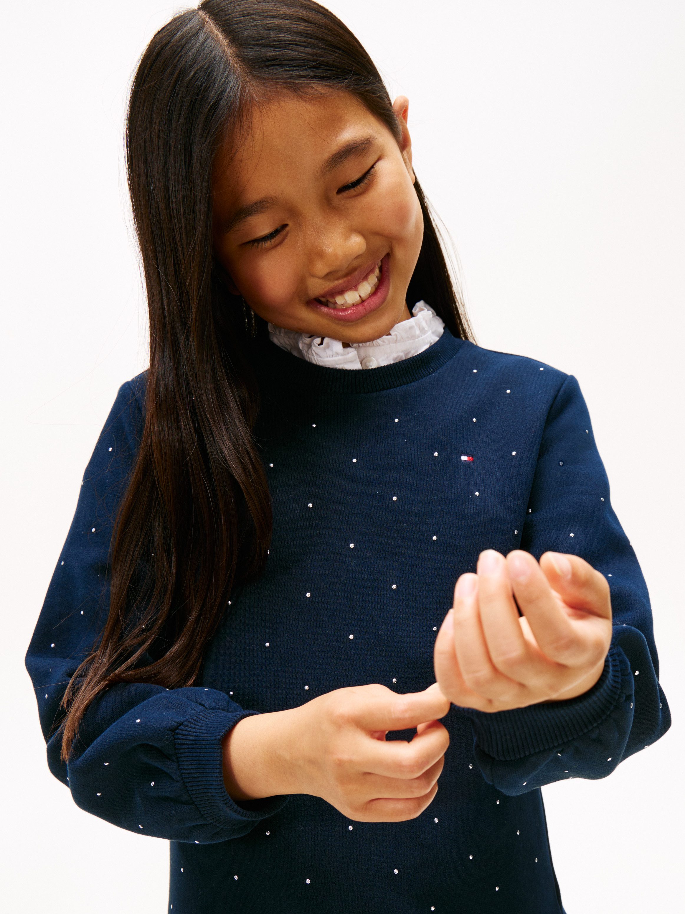 Tommy Hilfiger Jerseykleid FESTIVE STUD HWK DRESS LS Regular fit, für Kinder bis 16 Jahre – Bild 4 von 5