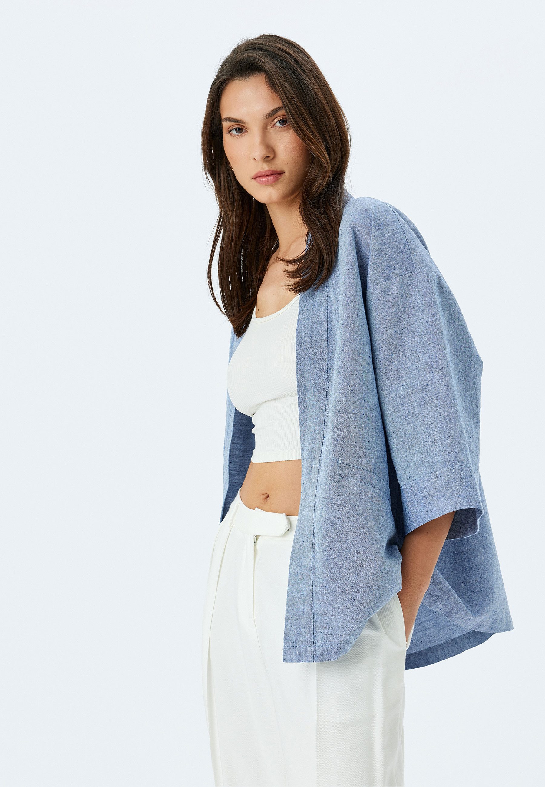 Koton Kimono V-Kragen Mit Taschendetail Kimono