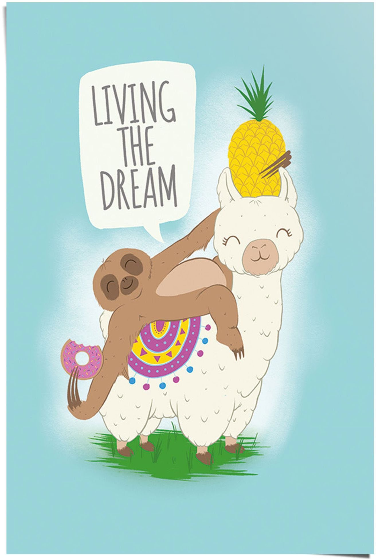 Poster und the Lama Living Reinders! (1 St) Faultier, dream
