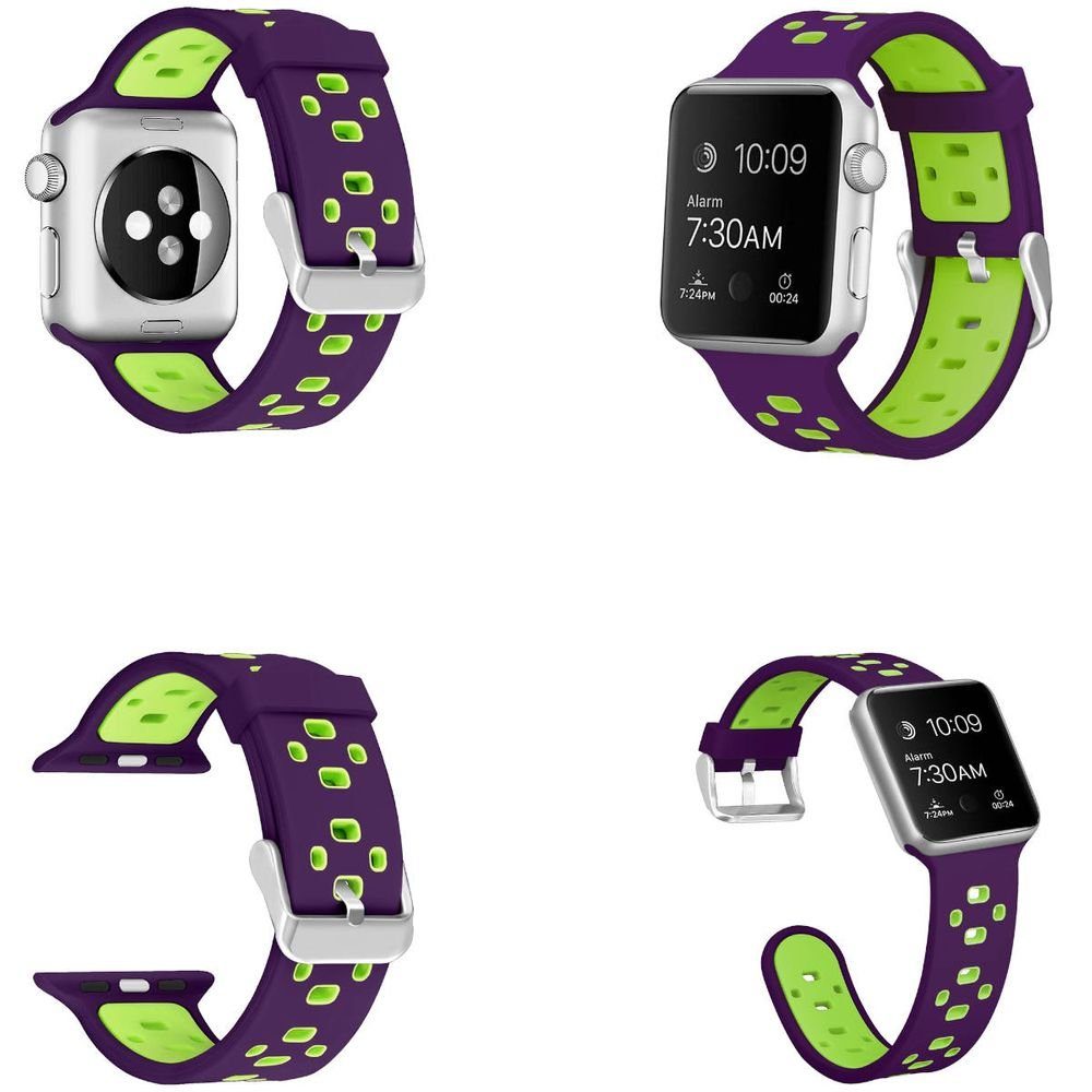Wigento Für Apple Watch Series 7 41 / 6 SE 5 4 40 / 3 2 1 38mm Hochwertiges  Kunststoff / Silikon Uhr Watch Smart Sport Armband Lila / Grün Fitnessband  online kaufen | OTTO