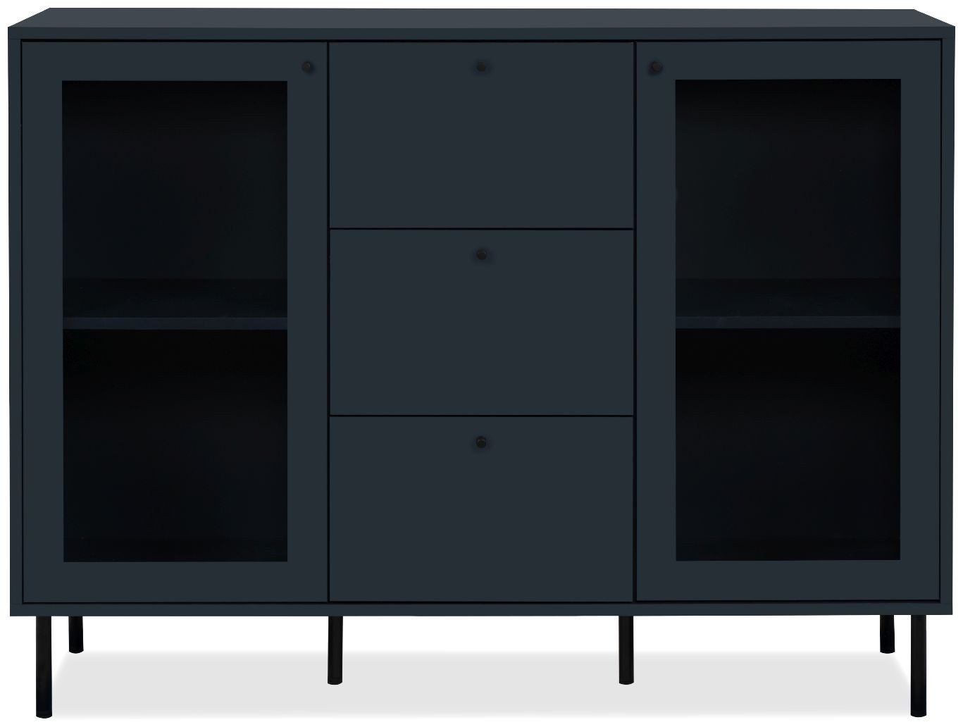 Finori Kommode, Navy blau, Softclose, Modern, Höhenverstellbar, 120 x 90 x 40 cm