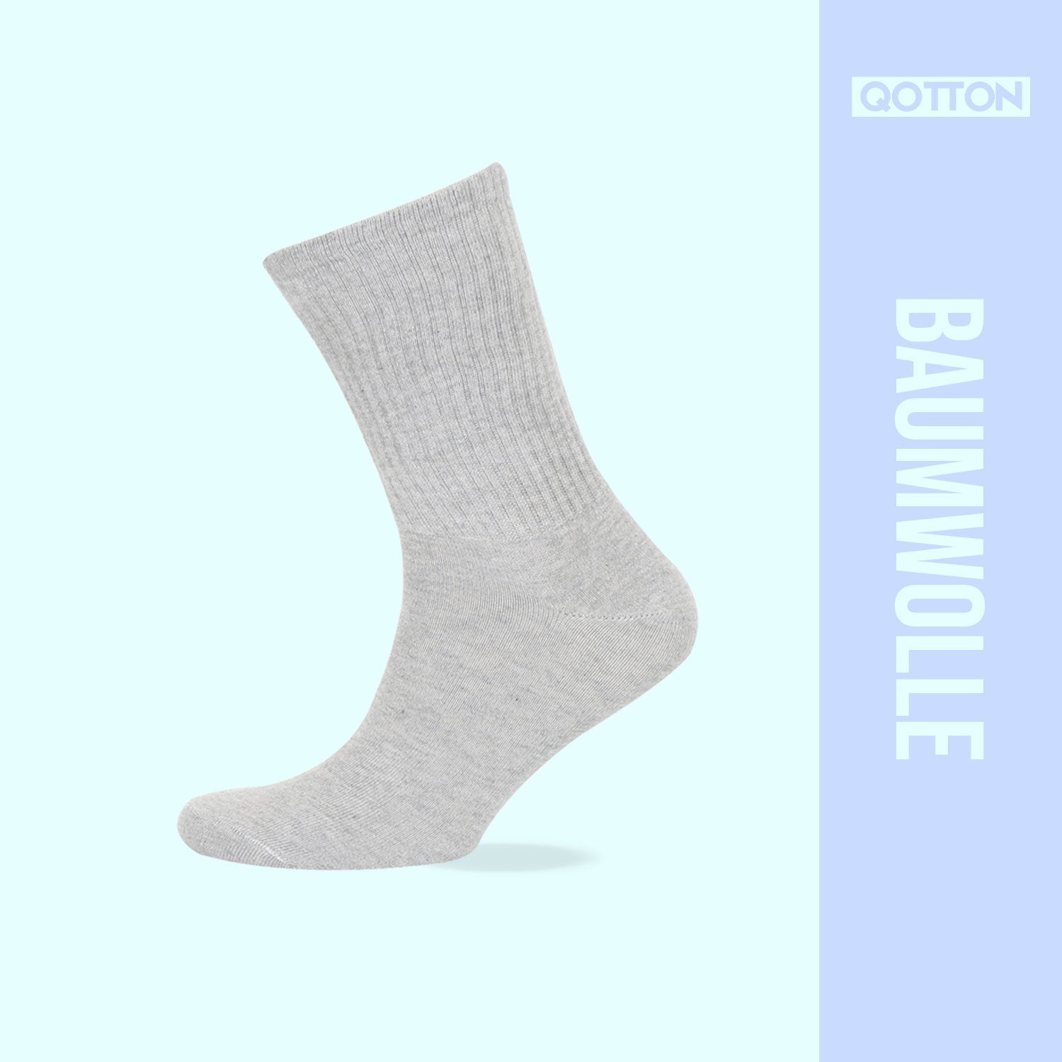 Qotton Tennissocken Qotton Tennissocken Herren Baumwolle Socken atmungsaktiv Sportsocken lange gekämmte Paar) Damen (6x nachhaltig & Laufsocken