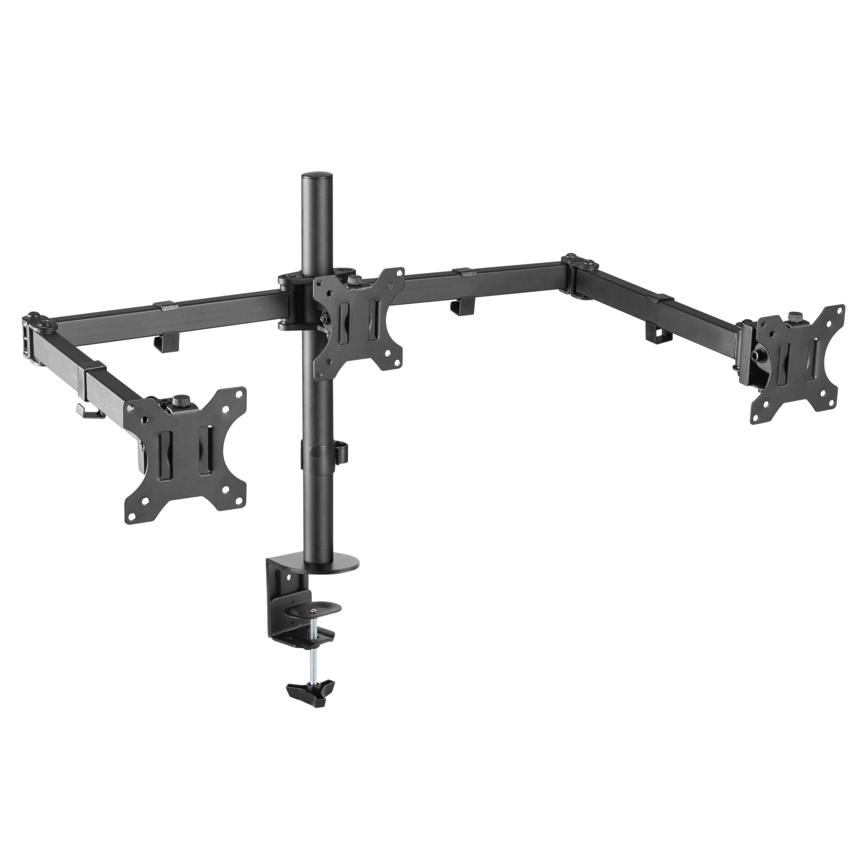 RICOO Monitor-Halterung Monitorhalterung für bis zu drei Bildschirme TS6911, (bis 26 Zoll, VESA 75x75 und 100x100, 1-tlg., 3x 7 kg Belastbarkeit, von 33-66 cm (13"-26) Bildschirm-Diagonale, Tischhalterung 3 Monitore schwenk- und neigbar, höhenverstellbar)