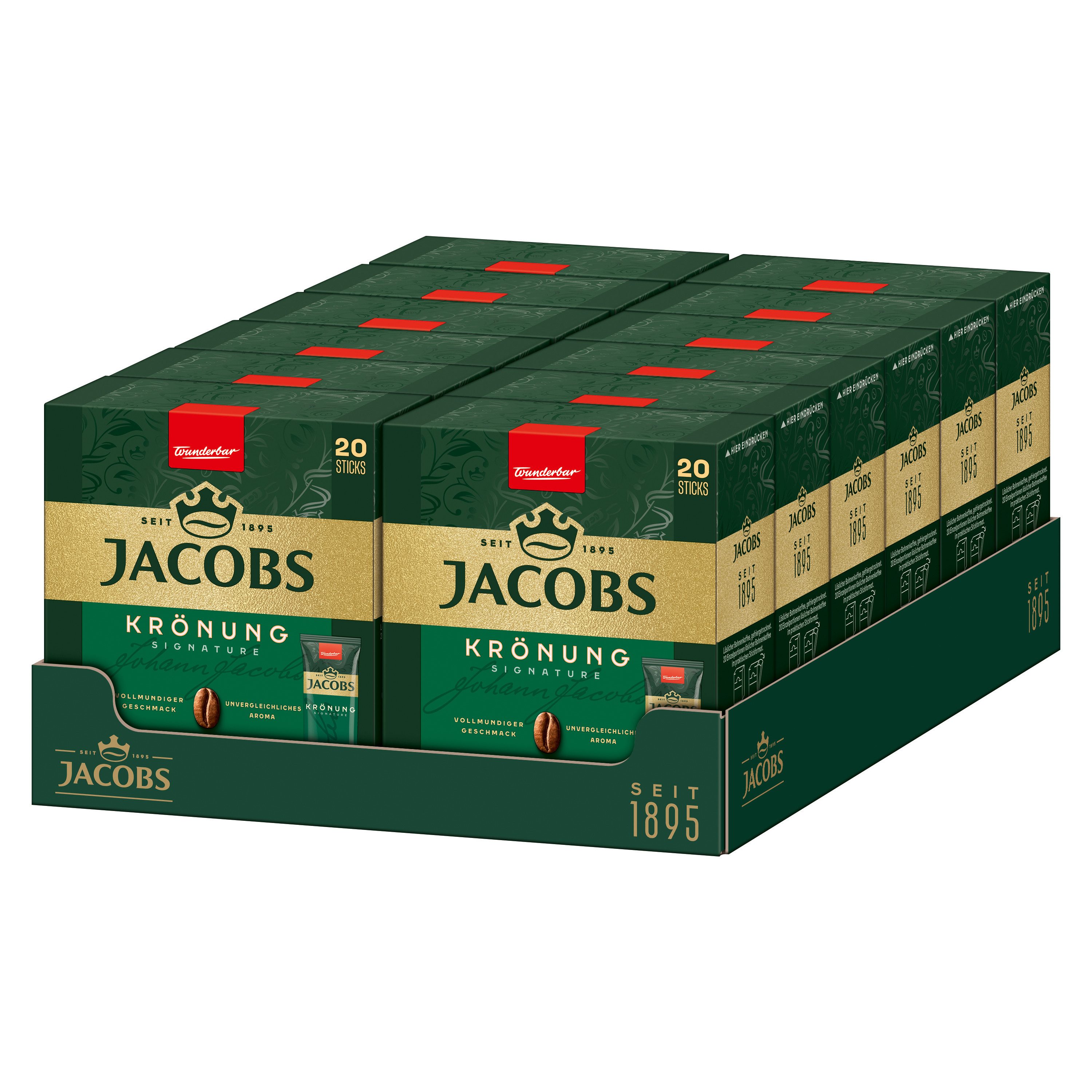 JACOBS Kaffee Löskaffee Typ Krönung 12 x 20 Getränke Sticks, (Packung, 12er Pack)