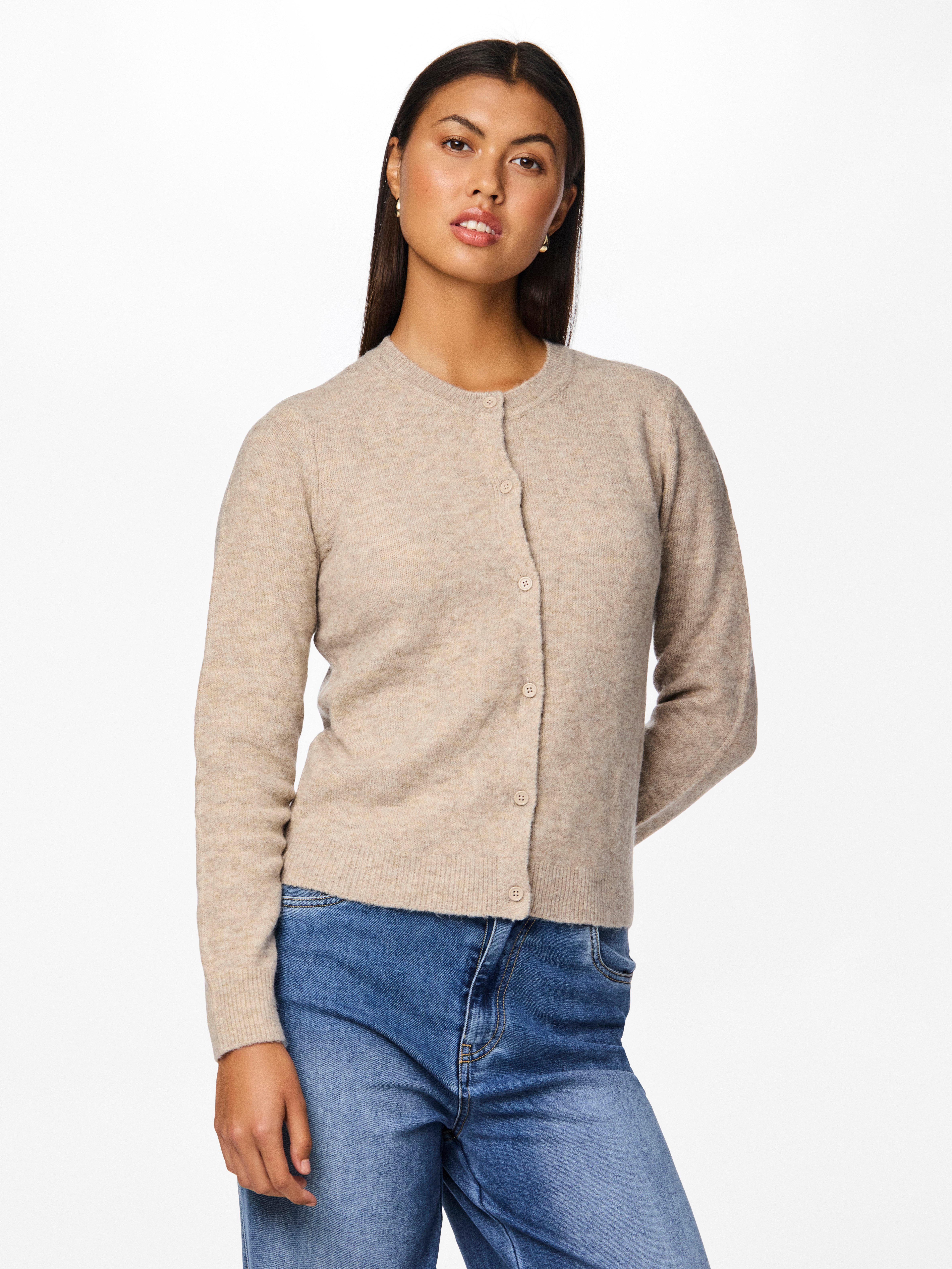 pieces Strickjacke PCMALOU LS KNIT CARDIGAN NOOS BC Materialmix, slim fit