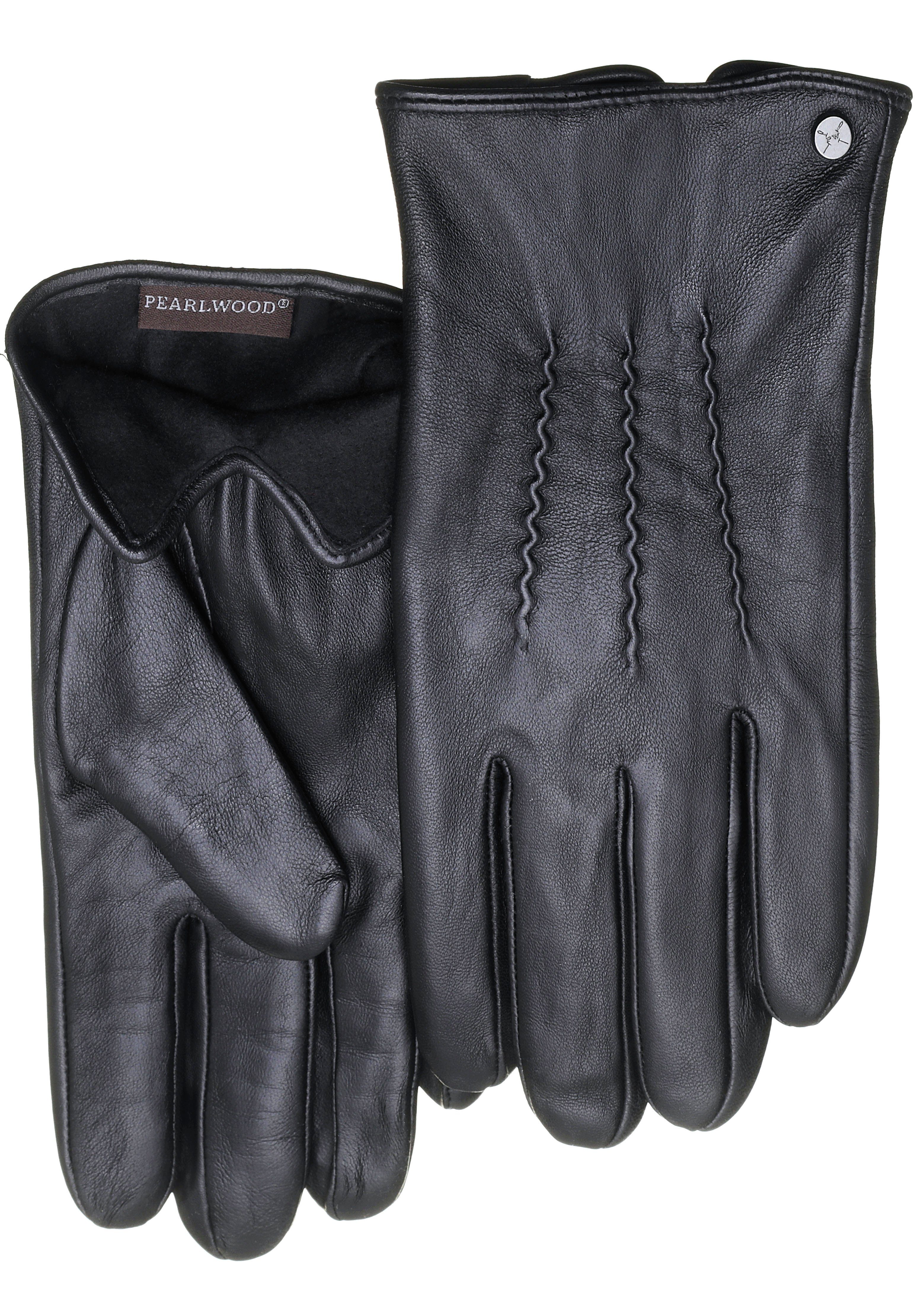 PEARLWOOD Lederhandschuhe Innenfutter black weiches aus Gates, Fleece