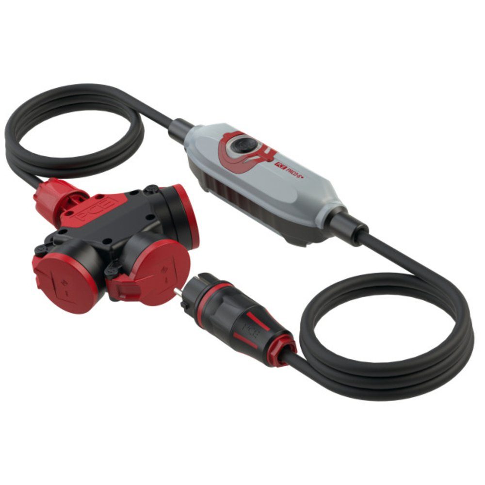 Personenschutzstecker PCE 4670002 Personenschutz-Verlängerungskabel PRCD-S+ Grau, Schwarz