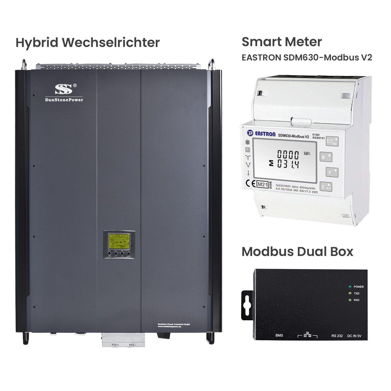 Sunstone Power Wechselrichter 3 Phasen 15KW 48V Solar Inverter Einspeisung ins Hausnetz 0% MWST, (Sunstone Power Hybrid Wechselrichter 1 Stk), Reine Sinuswelle, mit App, Inselbetrieb und Einspeisung ins Netz