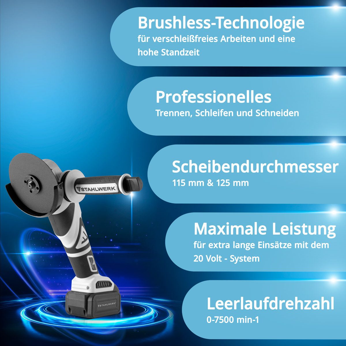 STAHLWERK Akku-Winkelschleifer Schleif-Set Brushless Akku-Winkelschleifer A günstig online kaufen