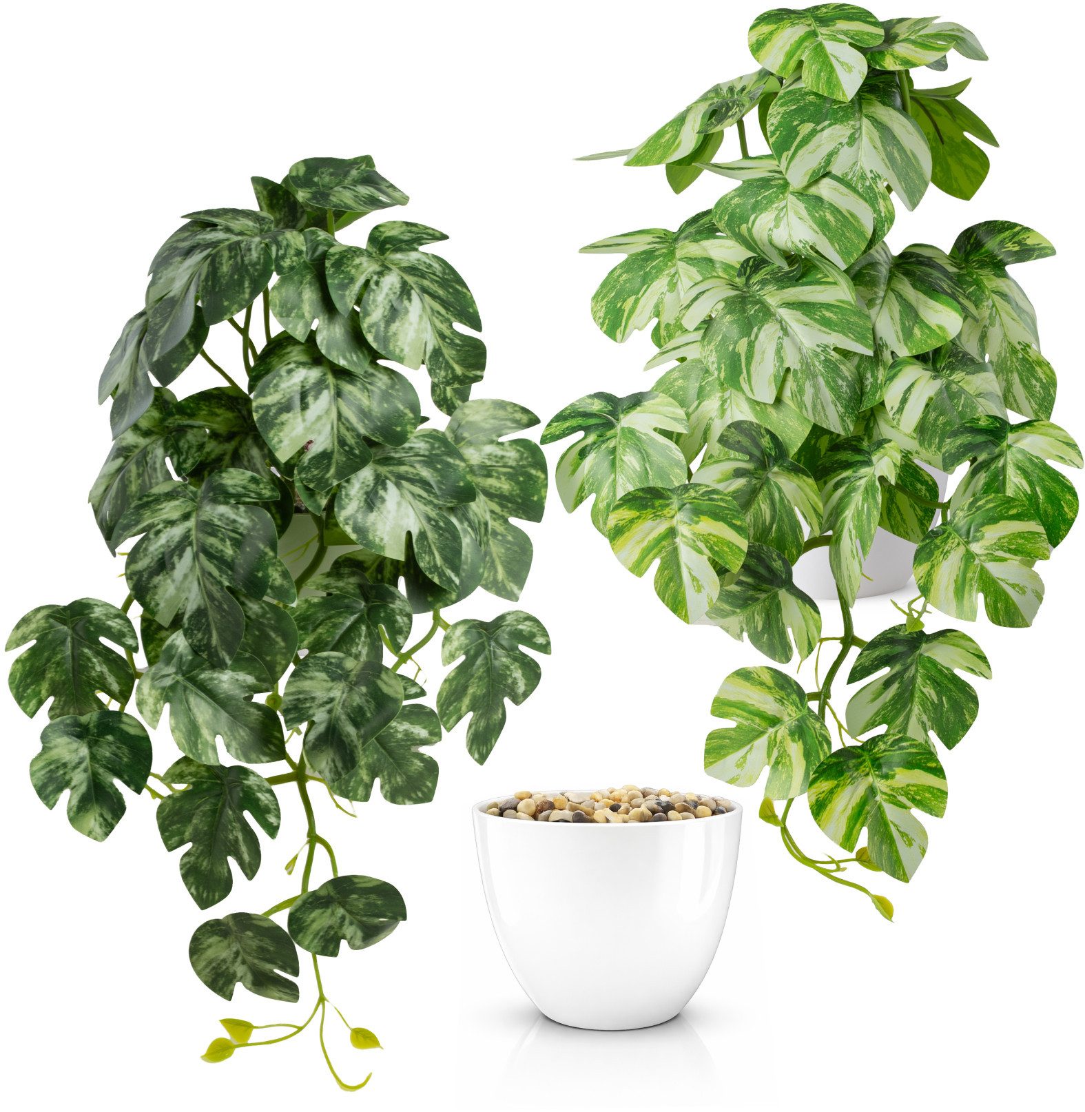 Kunstpflanze Künstliche Hängepflanzen im bruchfesten Topf, Hängepflanze künstlich Efeu, Monstera, Philodendron, Calathea, Pfeilblatt, …