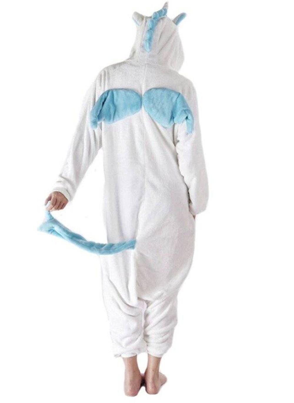 Katara Partyanzug Einhörner Jumpsuit Onesie Erwachsenen Kostüm S-XL, Karneval - Kostüm, Kigurumi - Einhorn weiß blau S (145-155cm)