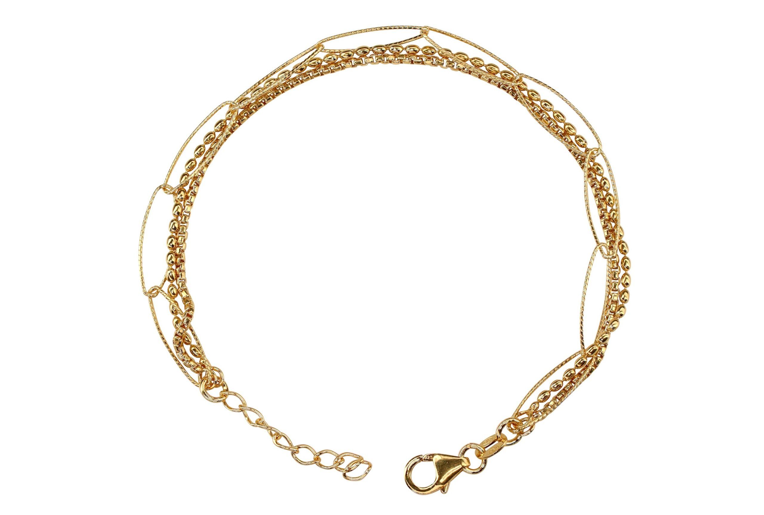 SILBERMOOS Silberarmband Vergoldetes Multifili-Armband mit ovalen Geflechten, 925 Sterling Silber