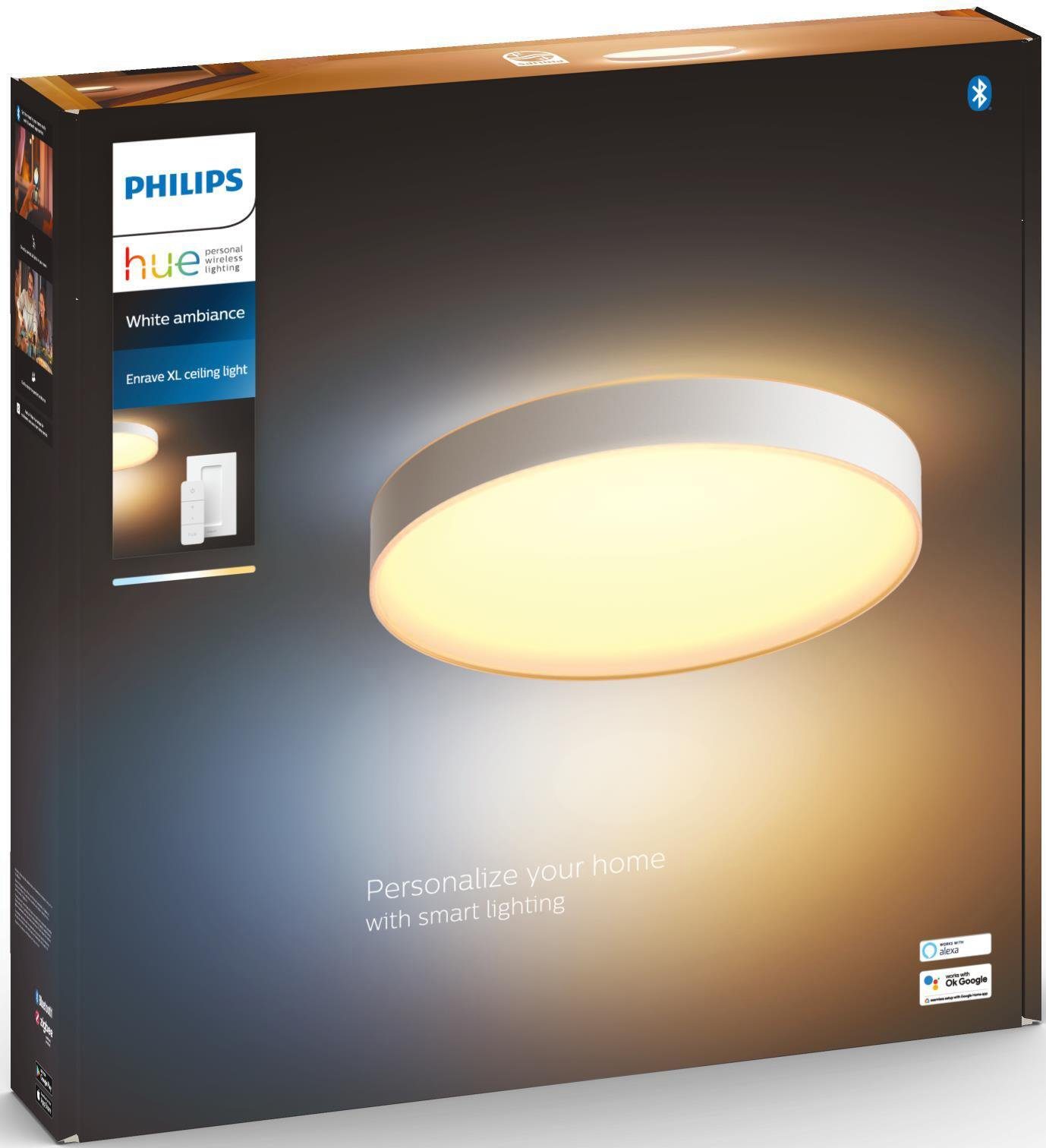 LED fest Philips integriert, Warmweiß Hue Enrave, Dimmfunktion, Deckenleuchte LED