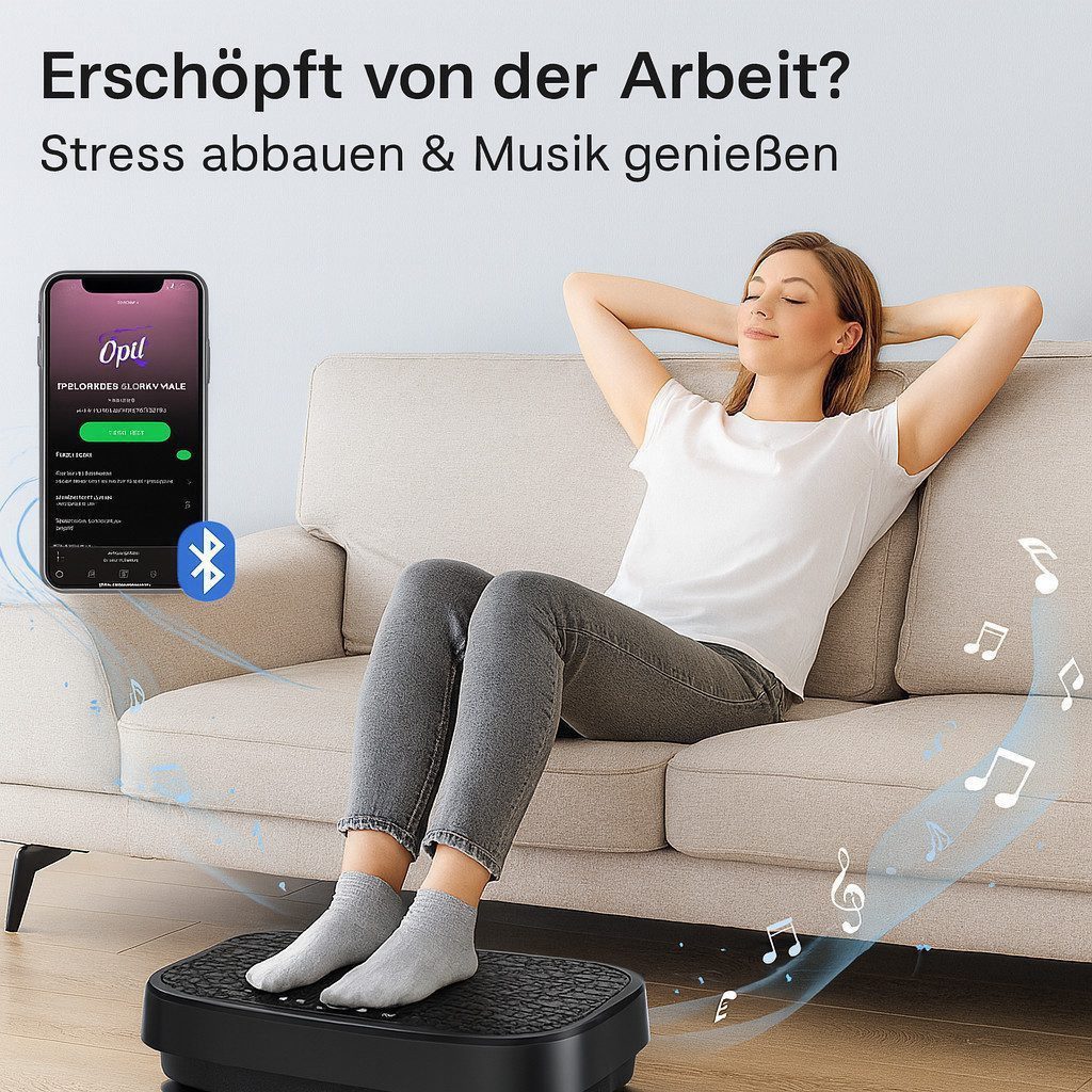Nettlife Vibrationsplatte 9 Trainingsprogramme 199 Intensitätsstufen, 200 W, Vibration Plate Bluetooth Fitnessgeräte Zuhause Max. Belastung 200 KG