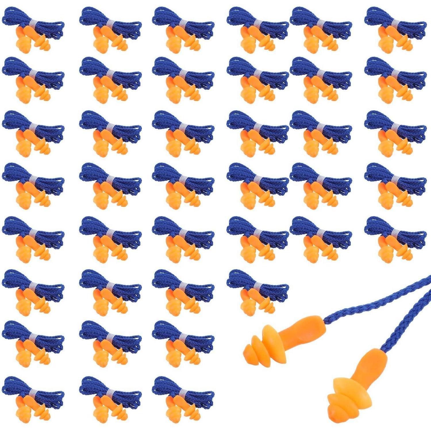 LuxusKollektion Kapselgehörschutz Ohrstöpsel 40 Paar mit Schnur Blau/Orange, (40 St)