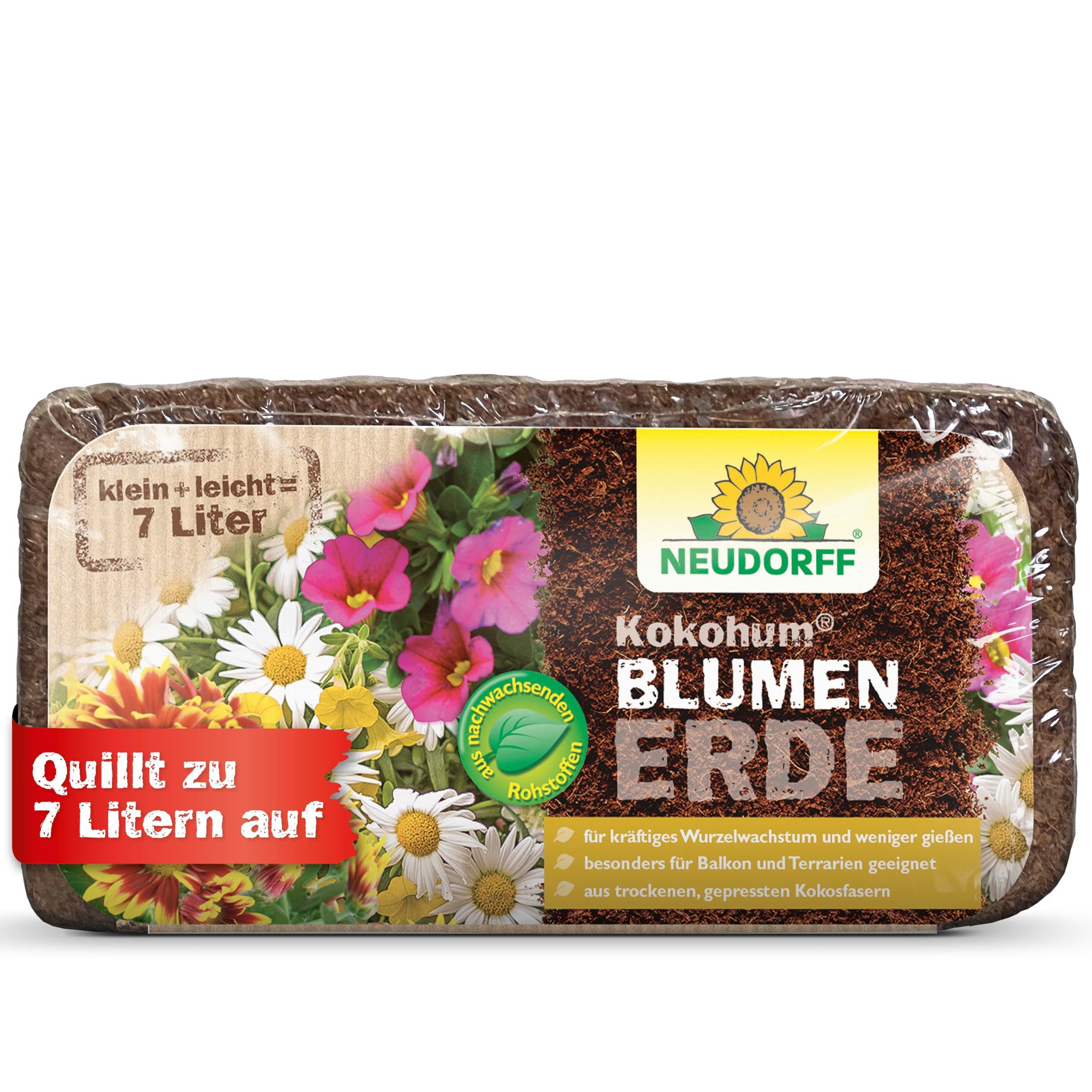 Neudorff Blumenerde Kokohum BlumenErde Brikett ergibt 7L Erde