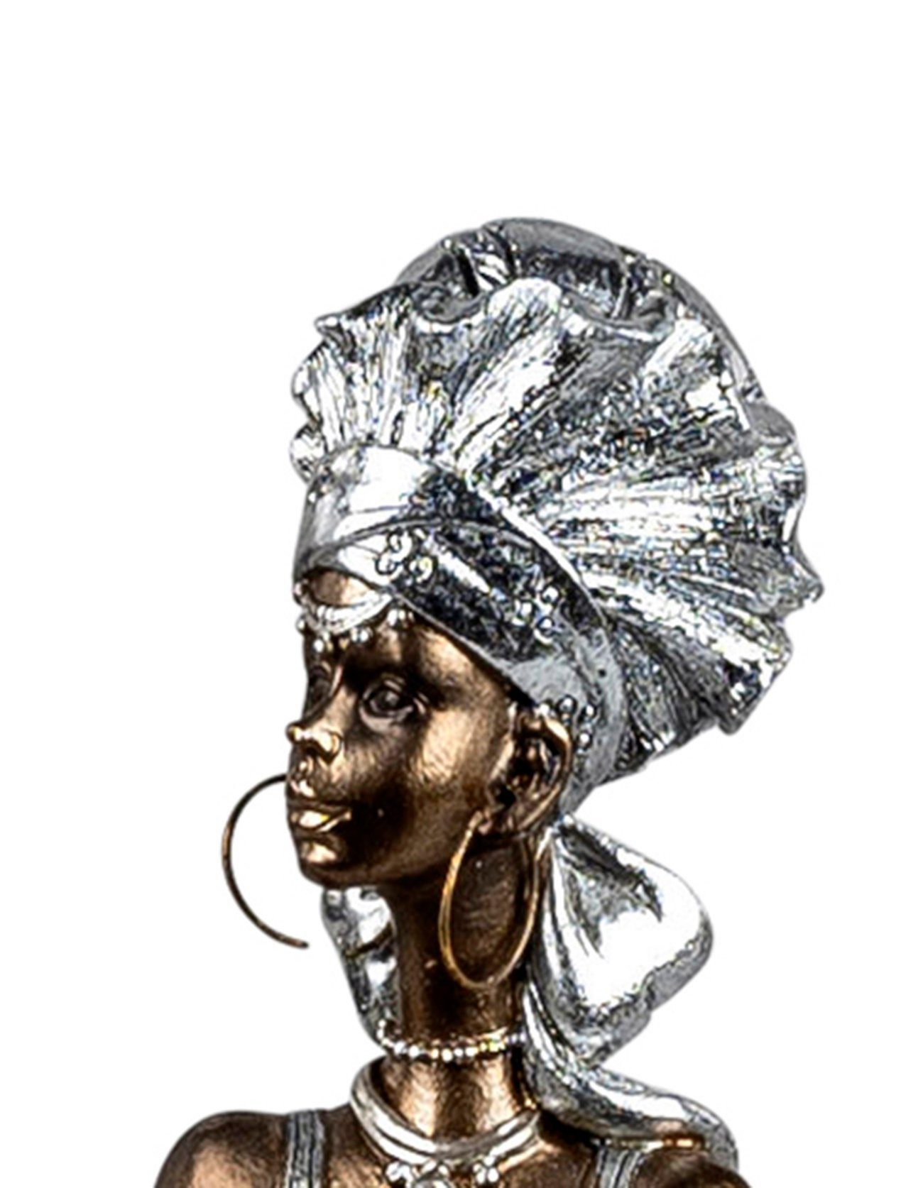 dekojohnson Dekofigur Dekofigur Afrika-Deko-Dame 10x7x40 cm silber gold