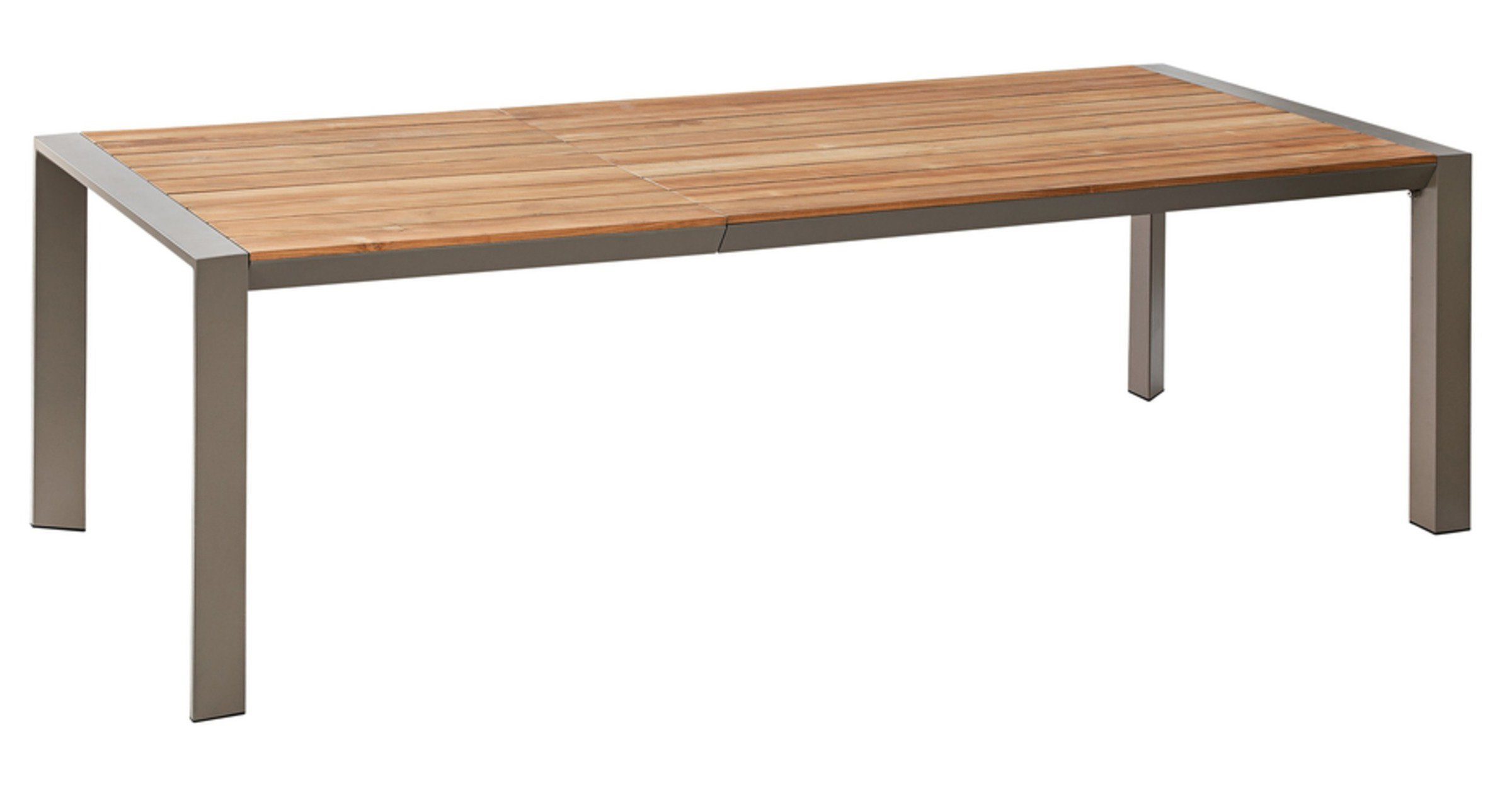 Dehner Gartentisch Ausziehtisch Cleveland, 160/240 x 101 x 76 cm, FSC®-zertifizierter Holztisch, ausziehbare Tischplatte, Alu-Gestell