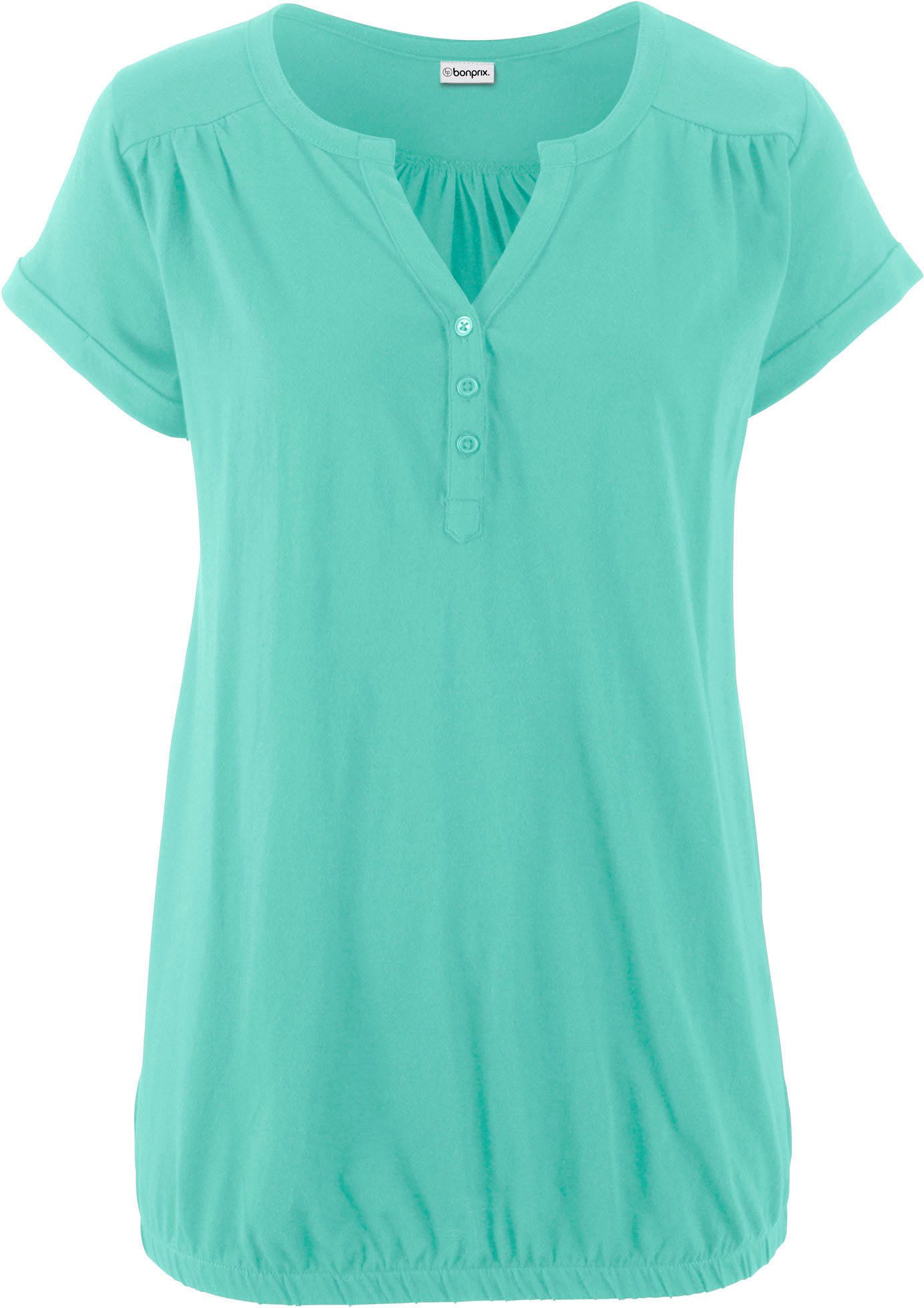 bonprix T-Shirt lässige Passform, Kurzarm, V-Ausschnitt, aus Baumwolle